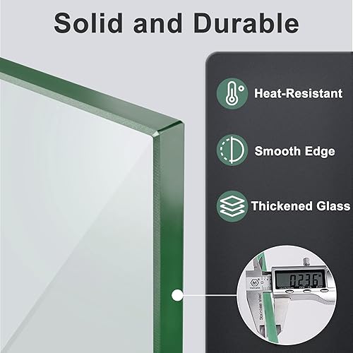 Miniatura 3 de GASPRO Protector de viento de vidrio de 41.5 x 11.5 pulgadas para mesa rectangular para hoguera, panel de vidrio templado grueso y resistente con