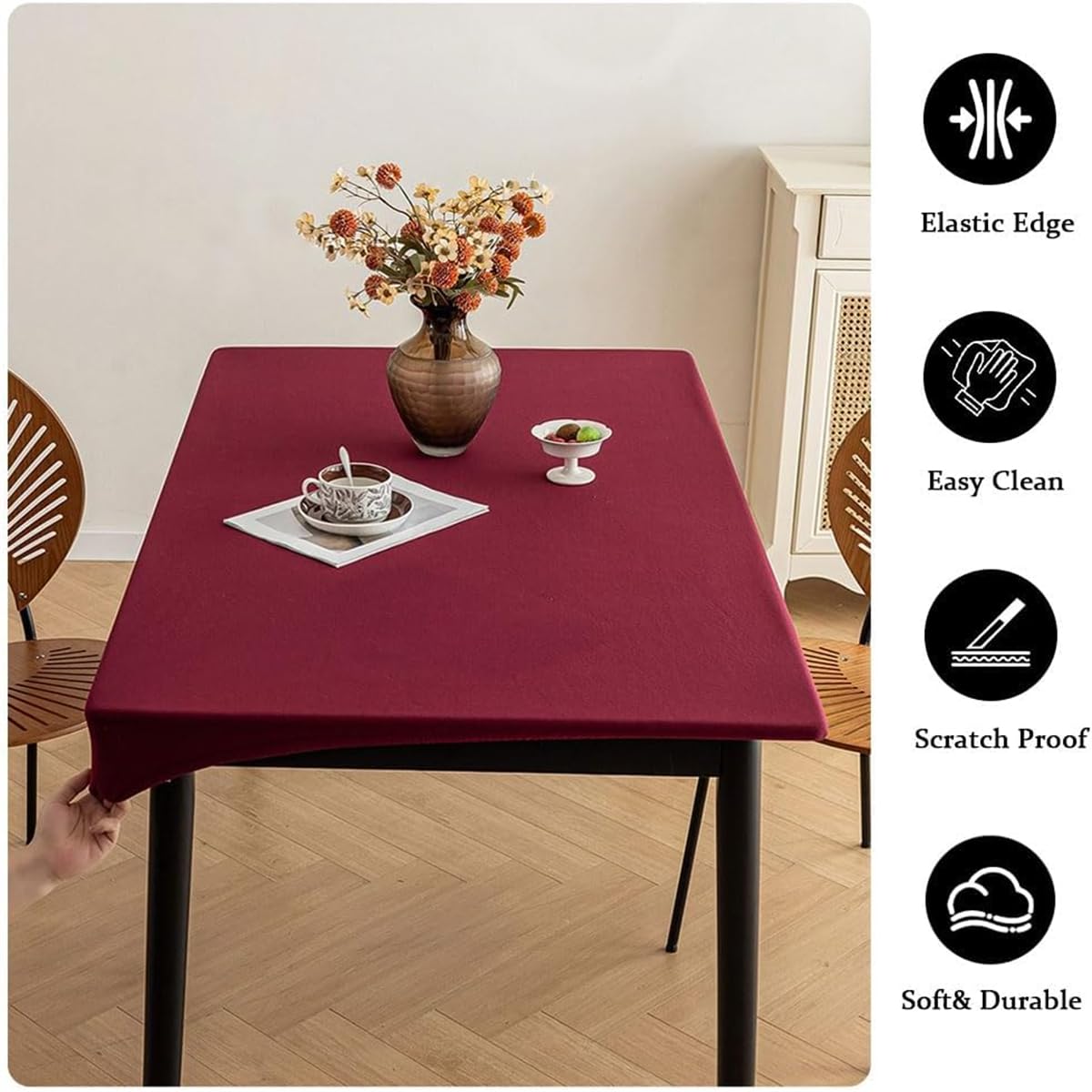 Wasserdicht Rechteckige Elastische Tischdecke - Rechteckig Tischdecke mit Gummizug Spanntischdecke