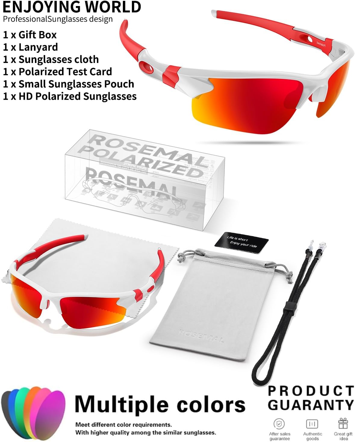 Rosemal Polarized Sunglasses for Men Women Running Sunglasses Sports Cycling Driving Fishing Baseball Golf TAC UV400 TR90 - Image 6