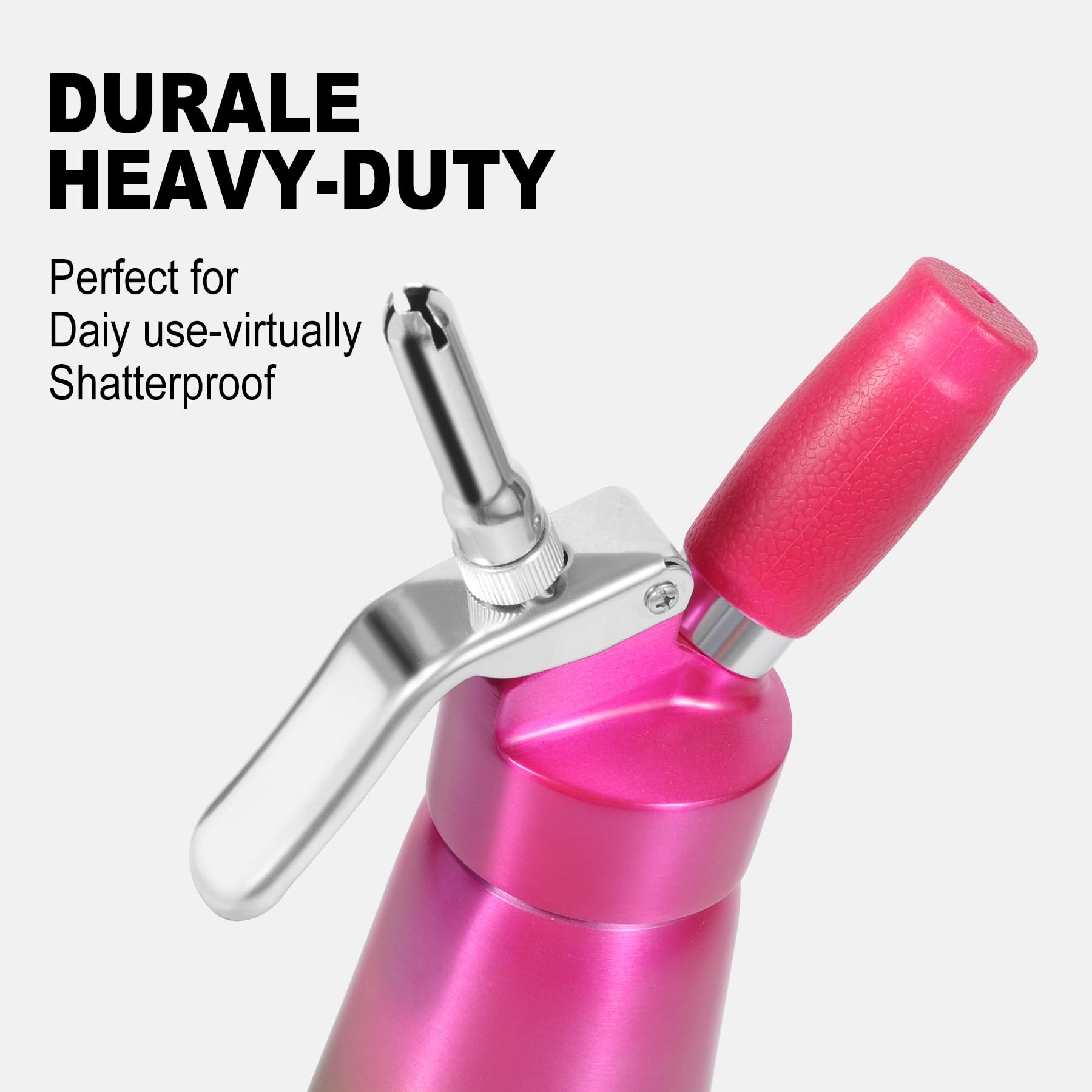 Professional Aluminum Whipped Cream Dispenser 500ml Whip Cream Canister with 3 STAINLESS STEEL Decorating Nozzles & Cleaning Brush Culinary Cream Maker Whipper Purple