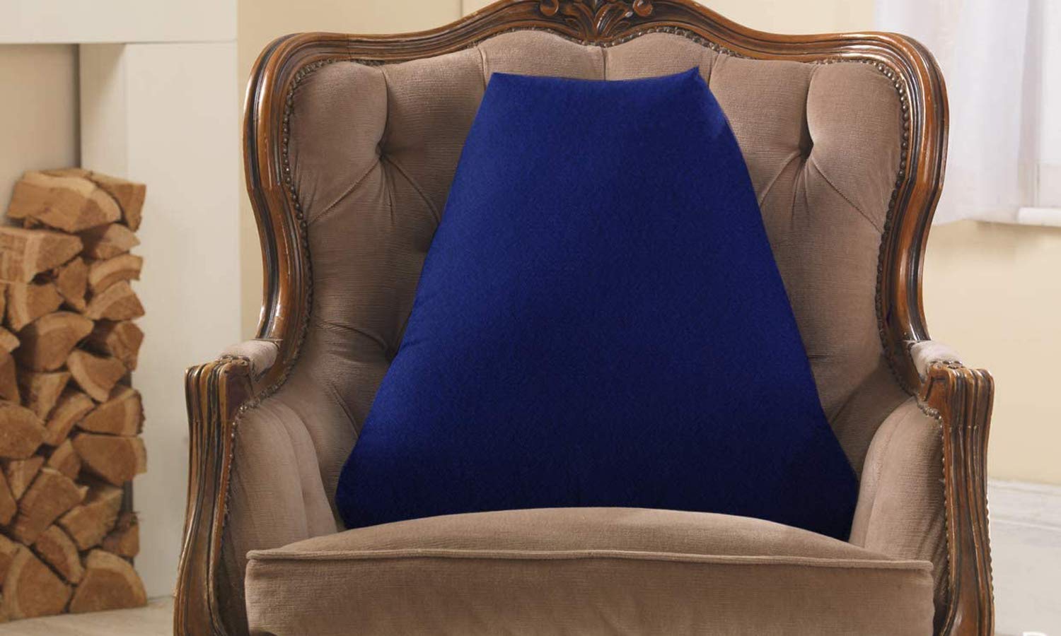 Lancashire Textiles Blue Limited Manufacturers Of Quilts, Pillows And Homewares | Soft Suede Magnetic Therapy Lumbar Support Triangle Cushion (Dark )