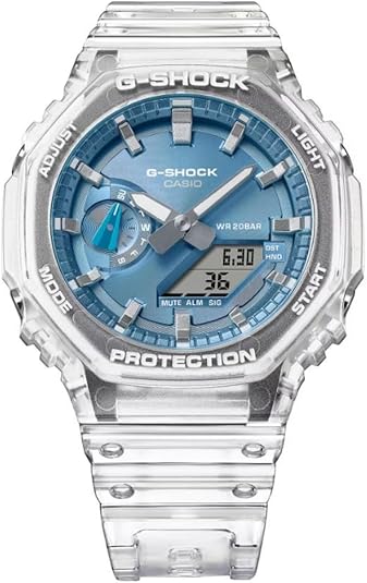 Casio G-Shock Analog-Digital Sky Blue Dial Translucent Resin Band Watch - GA2100BM-7A2