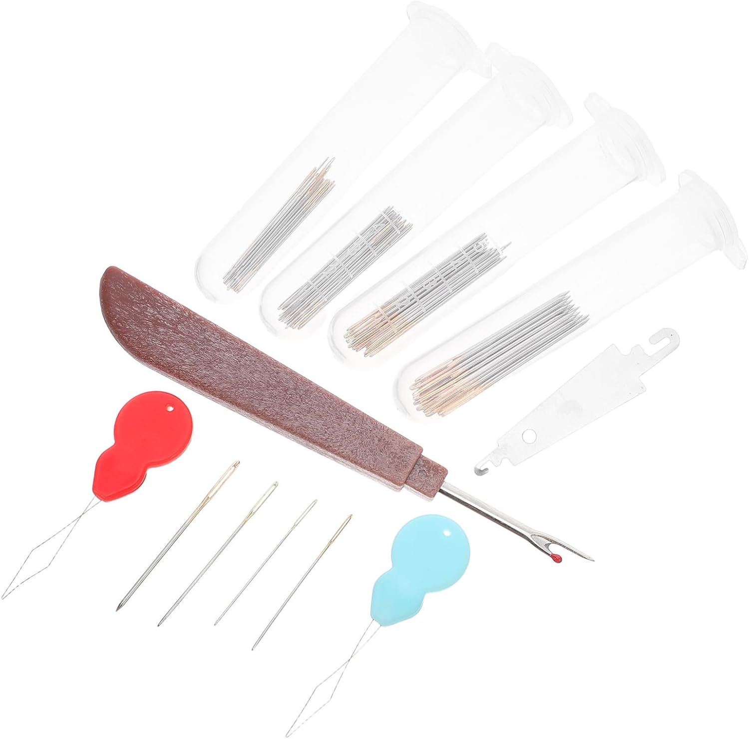 ORFOFE 80pcs Cross Stitch Embroidery Needles Large Eye Stainless Steel Hand Sewing Needles with Threaders for Quilting and Needlework Craft Supplies Random Color