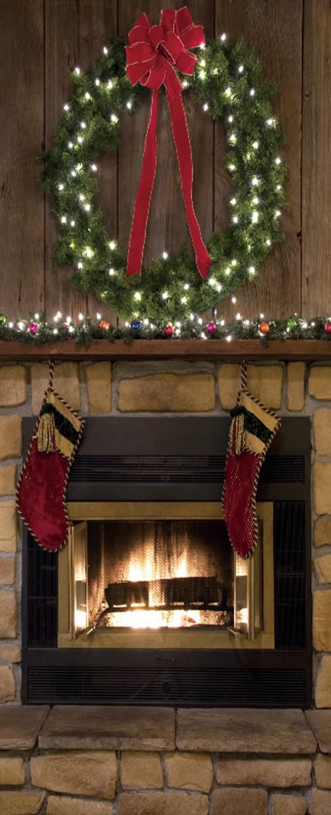Poster de porte 3D Noël pour transformer votre salon au coin du feu