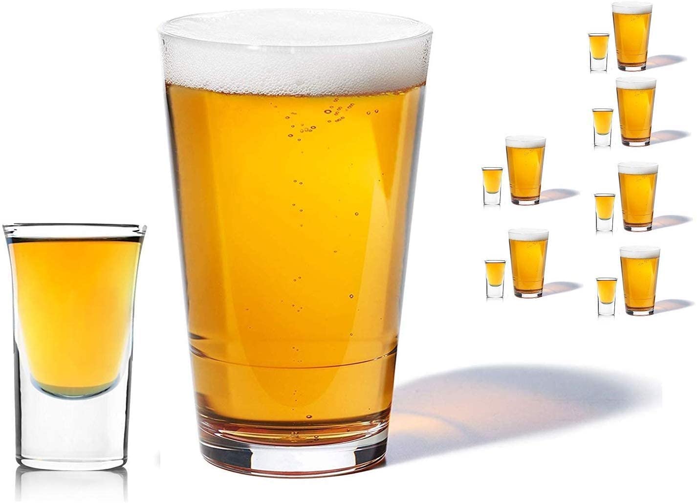 Buy Glass and Glass Set, 12 Piece Drinkware Set Includes 6 Pint Glasses, 6 glasses Thick, Heavy