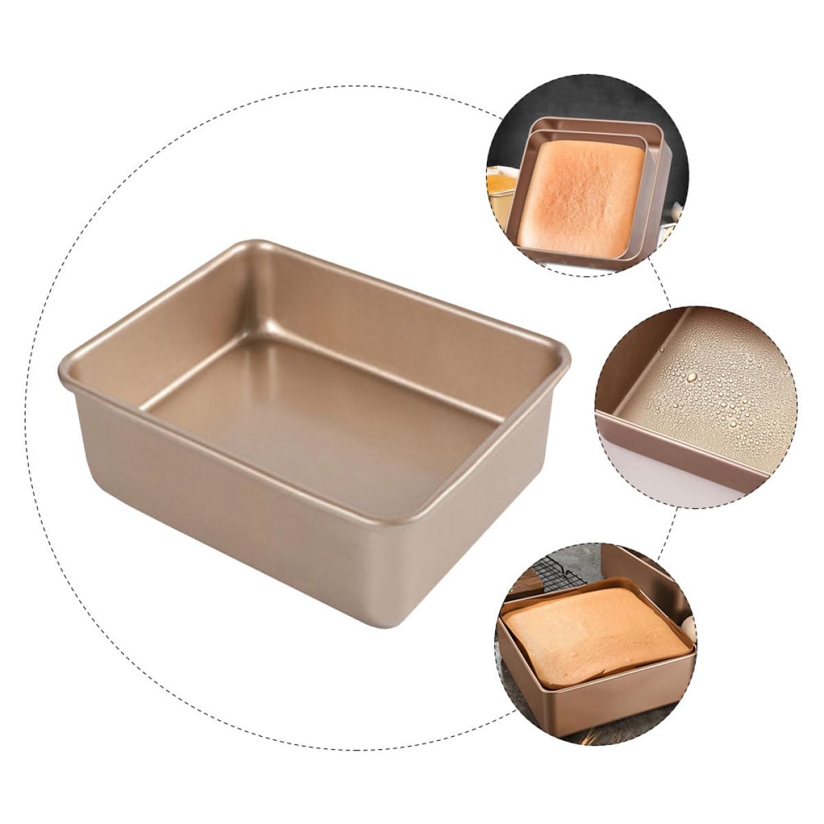 Molde Multiuso de Pasteles para Acero Inoxidable Dorado Cuadrado Superficie Antiadherente Hornear y Adecuado para Pizzas Cocina