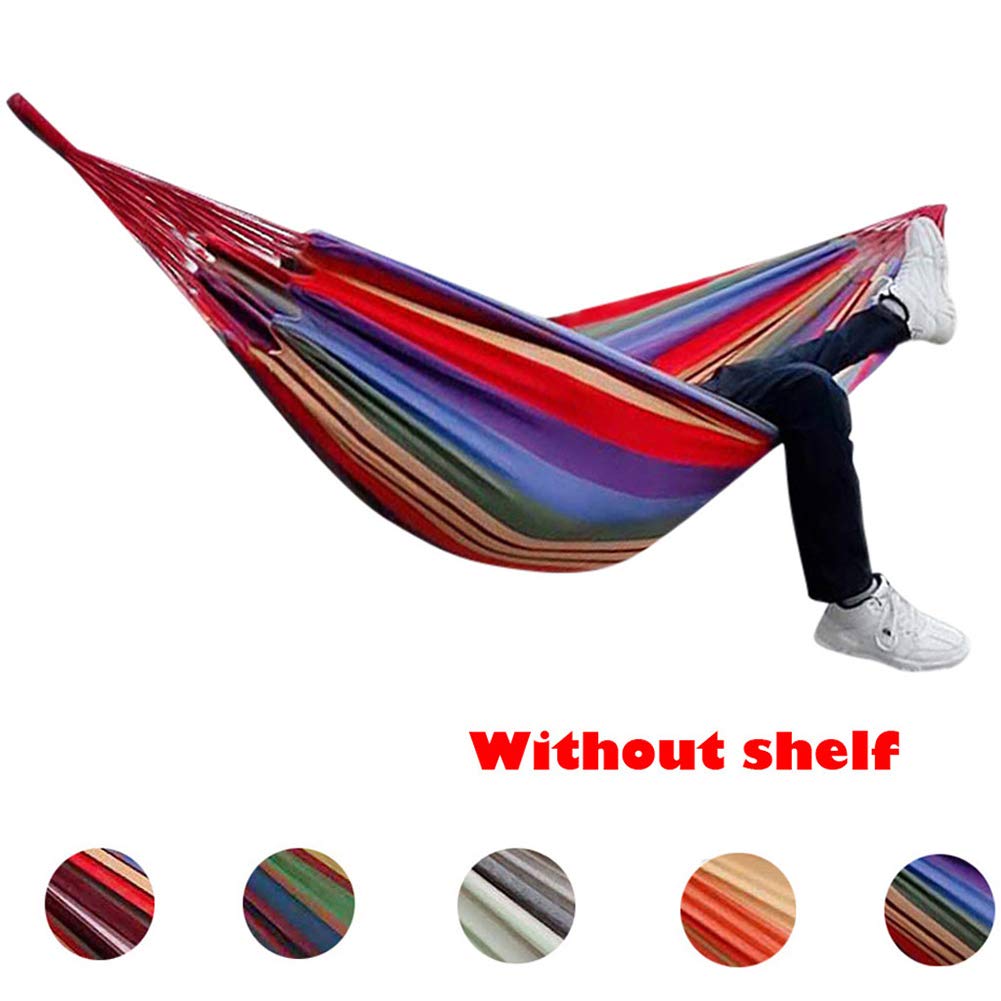 260x150cm 2 Personas Lienzo Al Aire Libre Camping Hamaca Curva Madera Palo Estable Jardín Columpio Silla Colgante