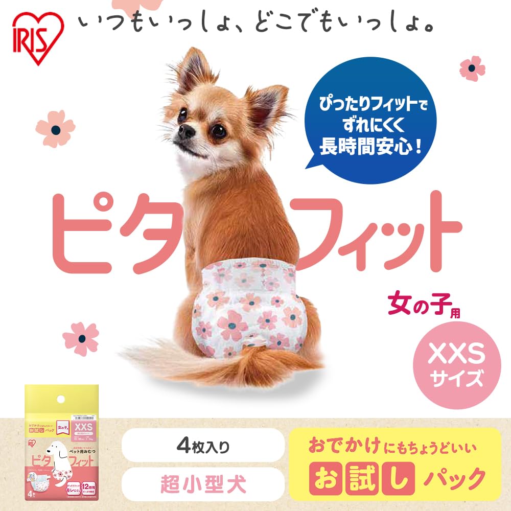 Amazon | 女の子用ペットおむつ XXSサイズ 4枚入り FNPD-XXS4