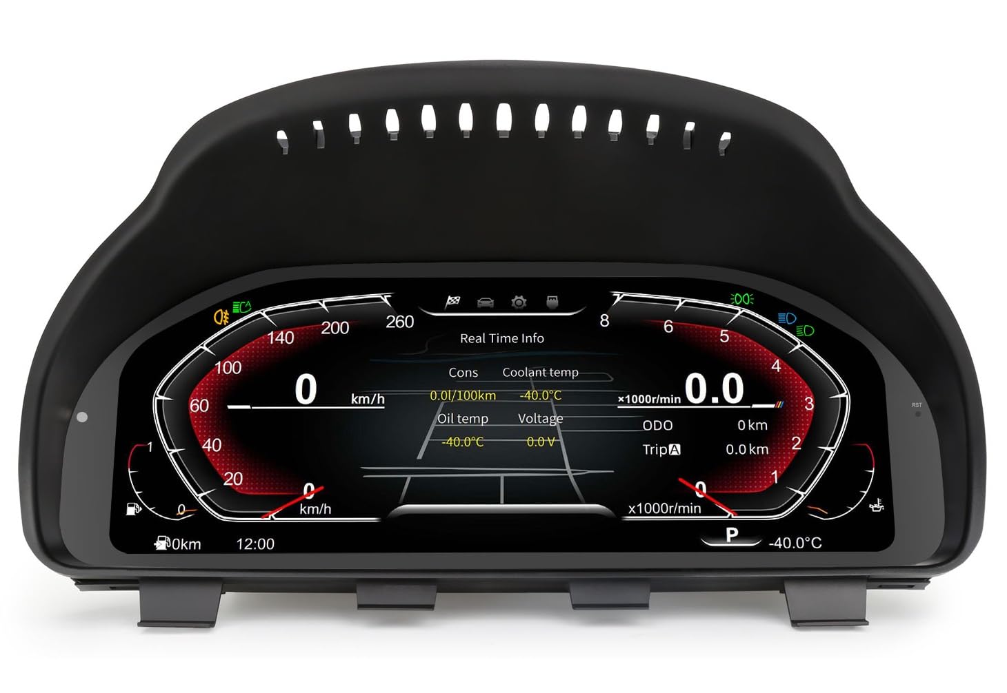 Panel de instrumentos digital con pantalla LCD HD de 12,3" para BMW Serie 5/6/7 F10 F01 F06 X3 X4 X5 X6, 5-UI, Plug & Play, control en el volante, Temperatura Aceite, Presión de los neumáticos