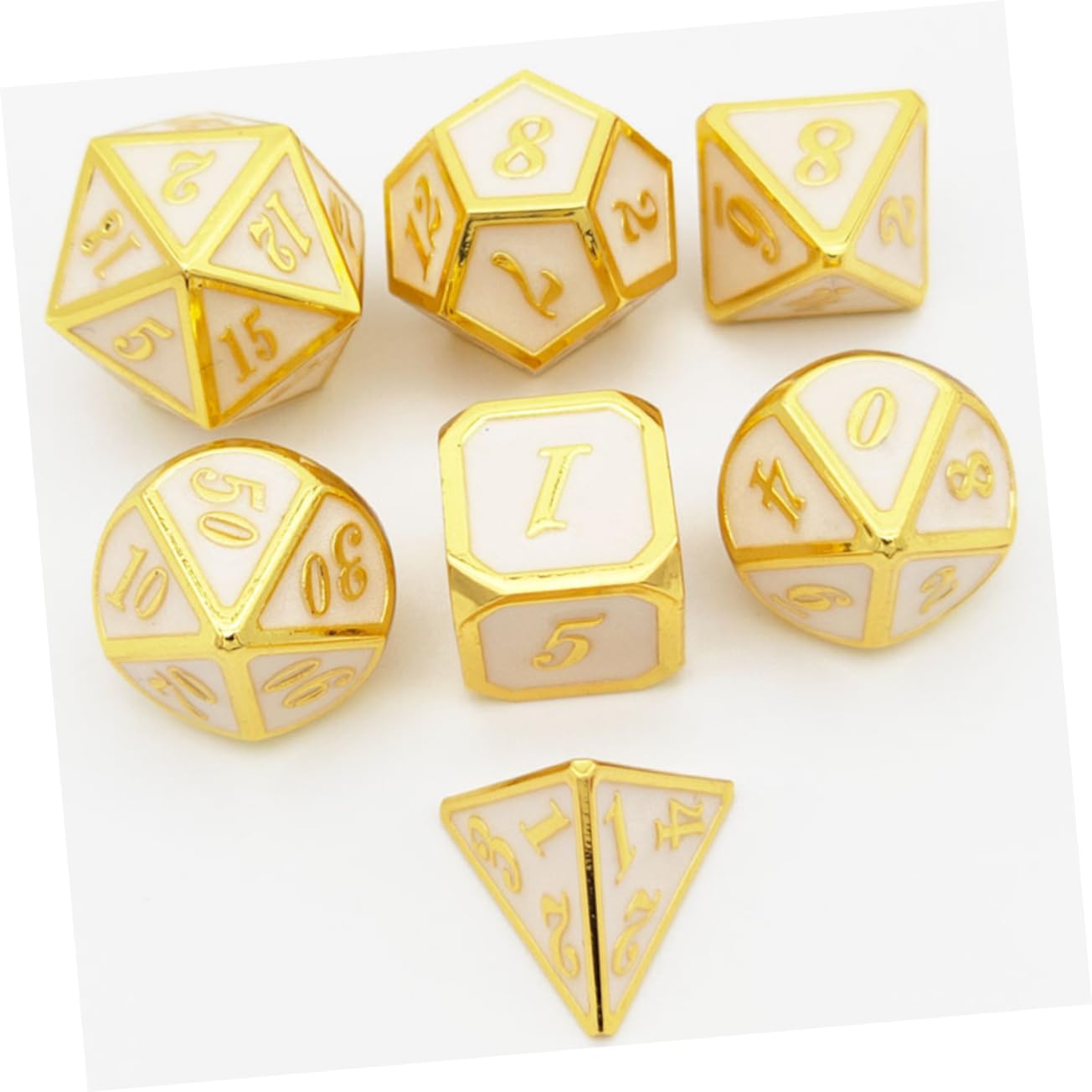 VICASKY Dadi Poliedrici in Metallo per Giochi da Tavolo Accessori per Club e Feste Design Raffinato Numeri Chiari