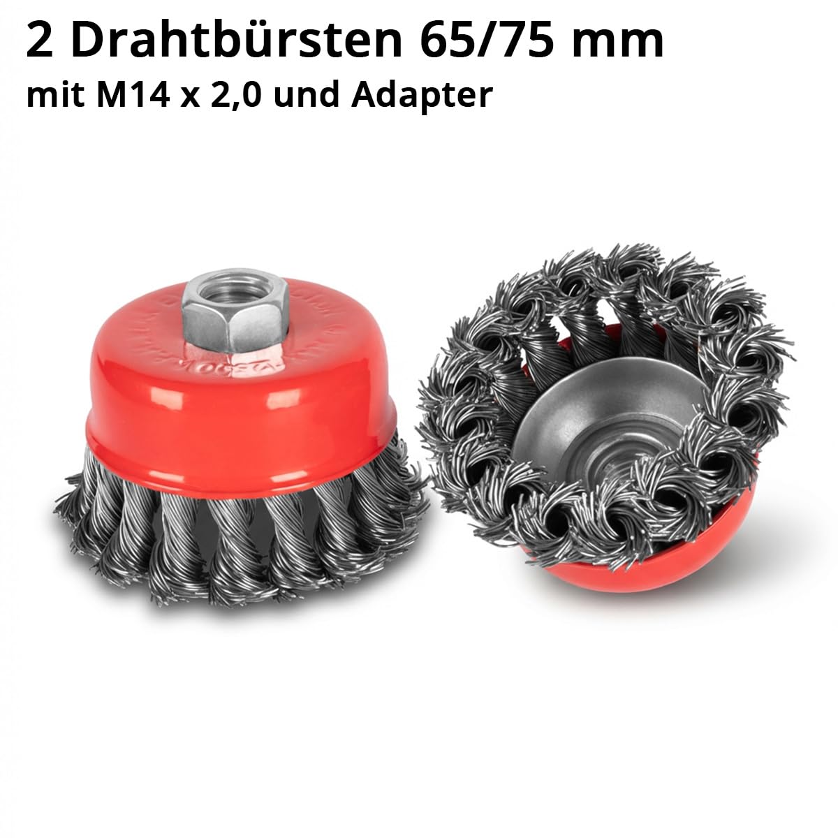 STAHLWERK Radnaben-Service & Felgen-Demontage-Set 16-teilig, 1/2" Antrieb | 5 Schonnüsse für Alufelgen, 4 Ausdrehschlagnüsse 17-22 mm, 2 Topf-Drahtbürsten 65 und 75 mm, Adapter M14 x 2,0