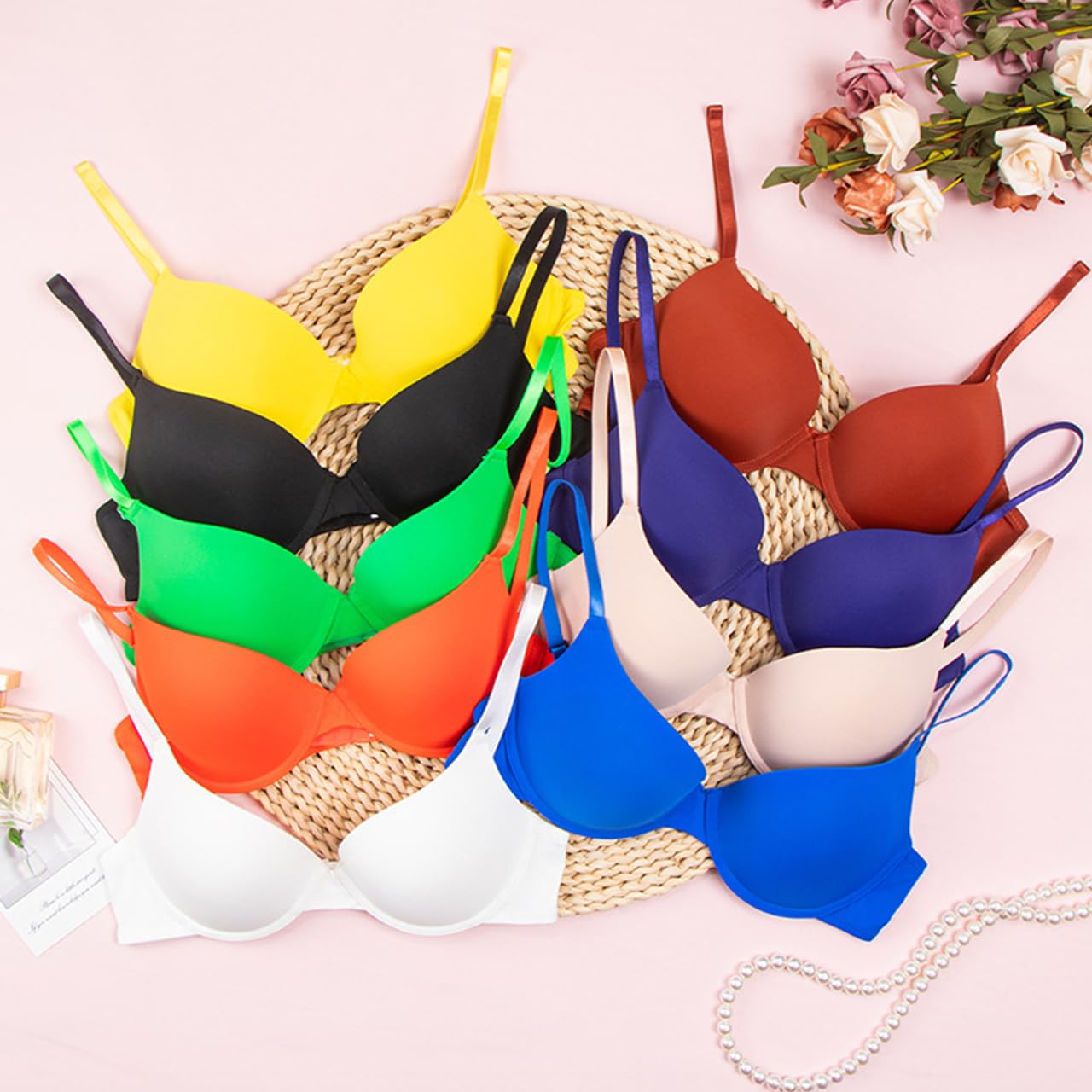 Reggiseno Donna Pacchetto di 3 Donne Trucco Corpo Senza Cuciture Traspirante Morbido, Biancheria Intima Sonno Opaca Classica Super Comfort delle Donne-Giallo-XL（90b）