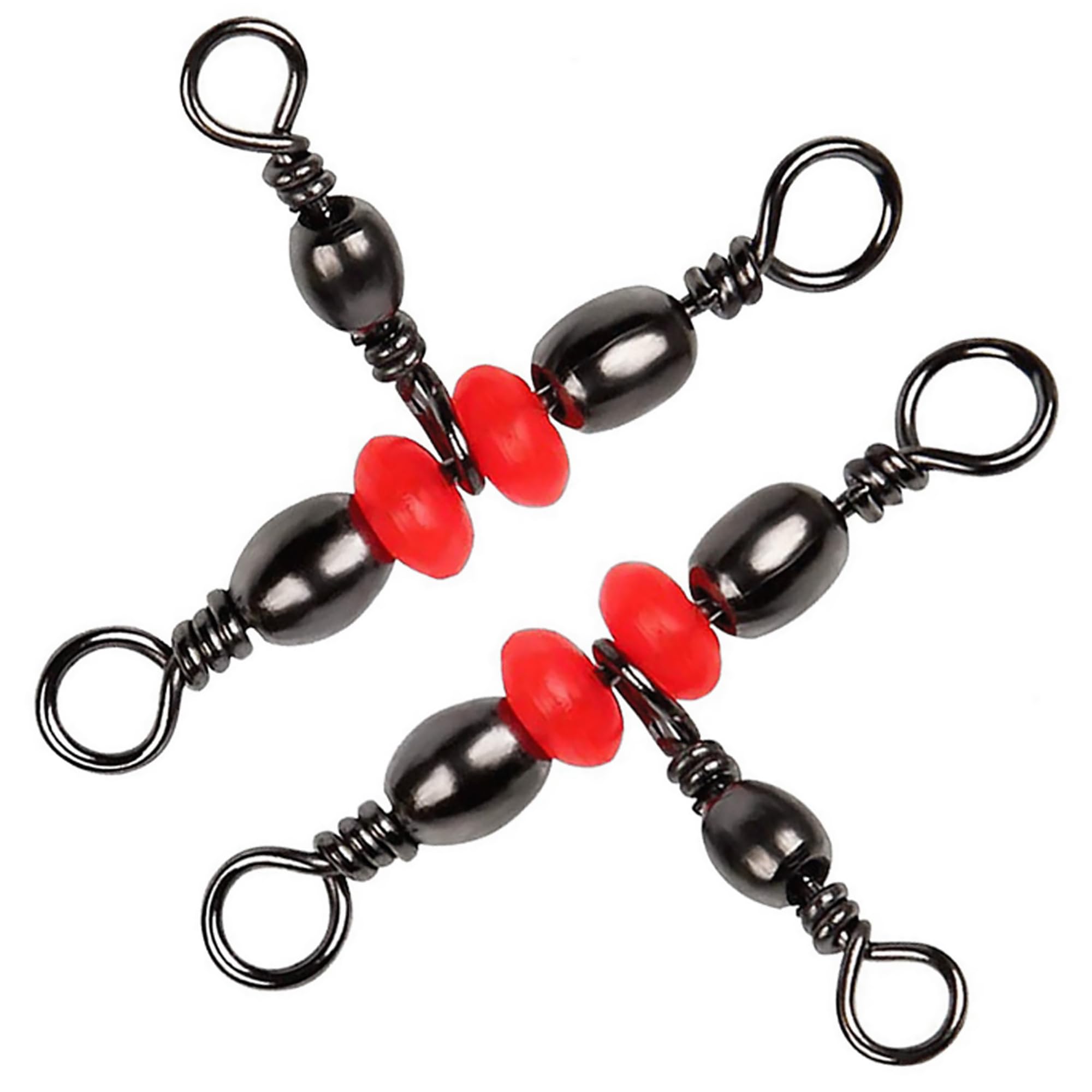 OROOTL 3 Way Swivel Fishing Tackle, 60pcs T Turn Three Way Fishing Swivels Black Nickel Plated Cross Line Barrel Triple Swivels for Catfish Rig
