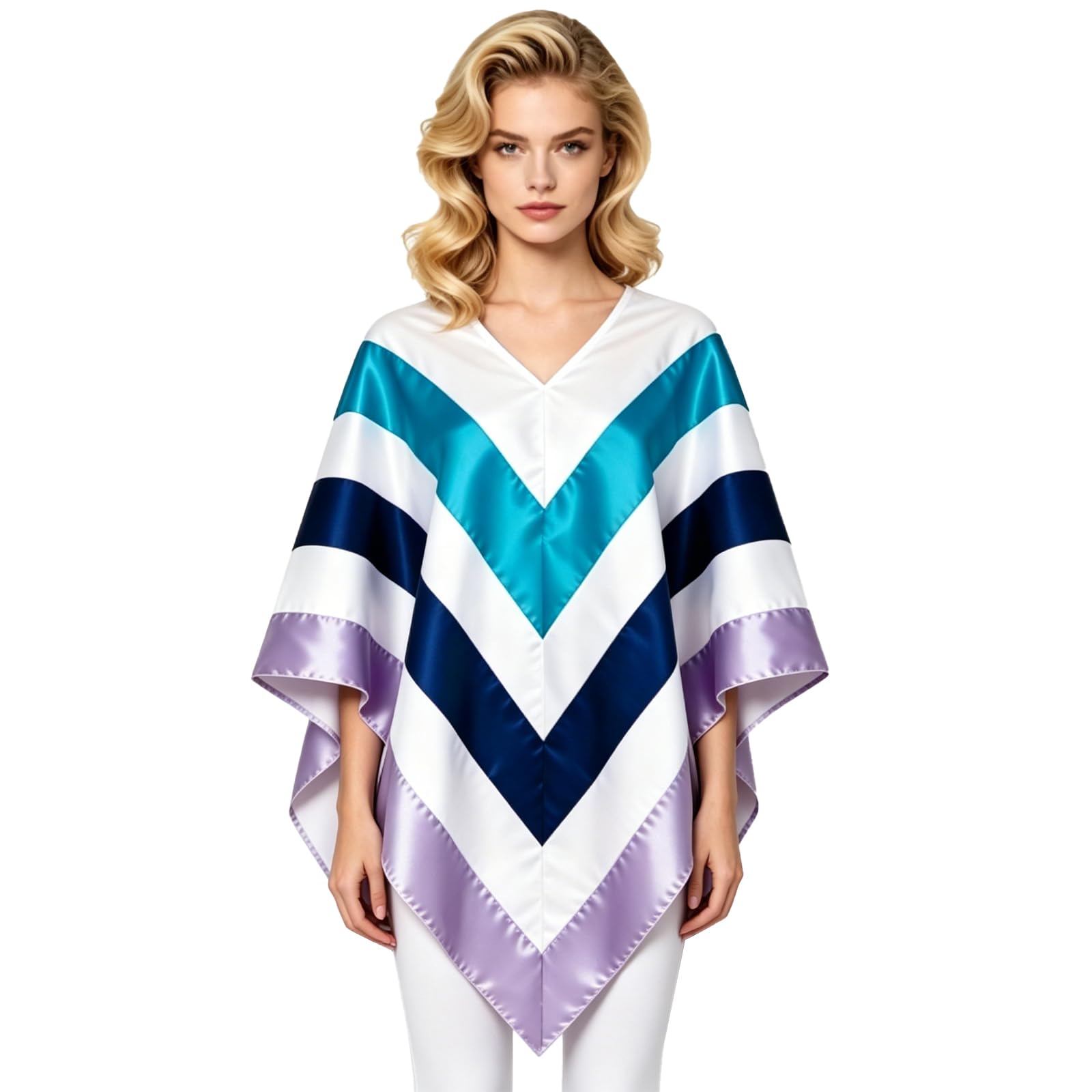 Vervora 70s Fancy Dress Costume, ABBA Disco Poncho for Women Disco Outfit (Blue) โ image 1
