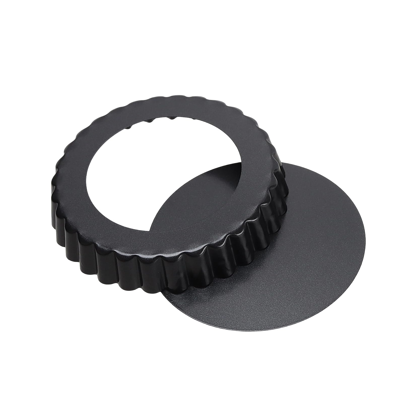 JEUIHAU 16 mini teglie da 12 cm, antiaderenti in acciaio al carbonio con base allentata, teglie rotonde scanalate per cuocere quiche, flan, cheesecake