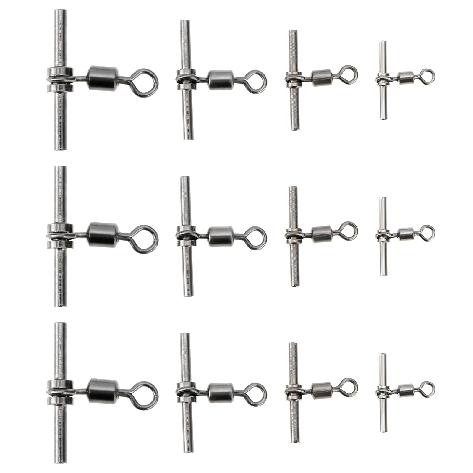 LT Easiyl 40Pcs Fishing Cross Line Crimp Swivels, 3-Way T-Shape Brass Fishing Swivels for Rigs Freshwater Saltwater (Size 3# 5# 7# 10#)