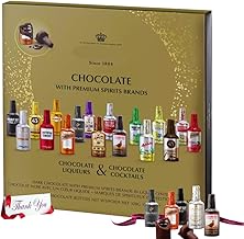Dark Chocolate Assortment with Famous Liqueurs, Cocktails, Coffee in flavors of margarita, mojito, Irish coffee - 21x Dark chocolate luxury gift set for men women him her 328g