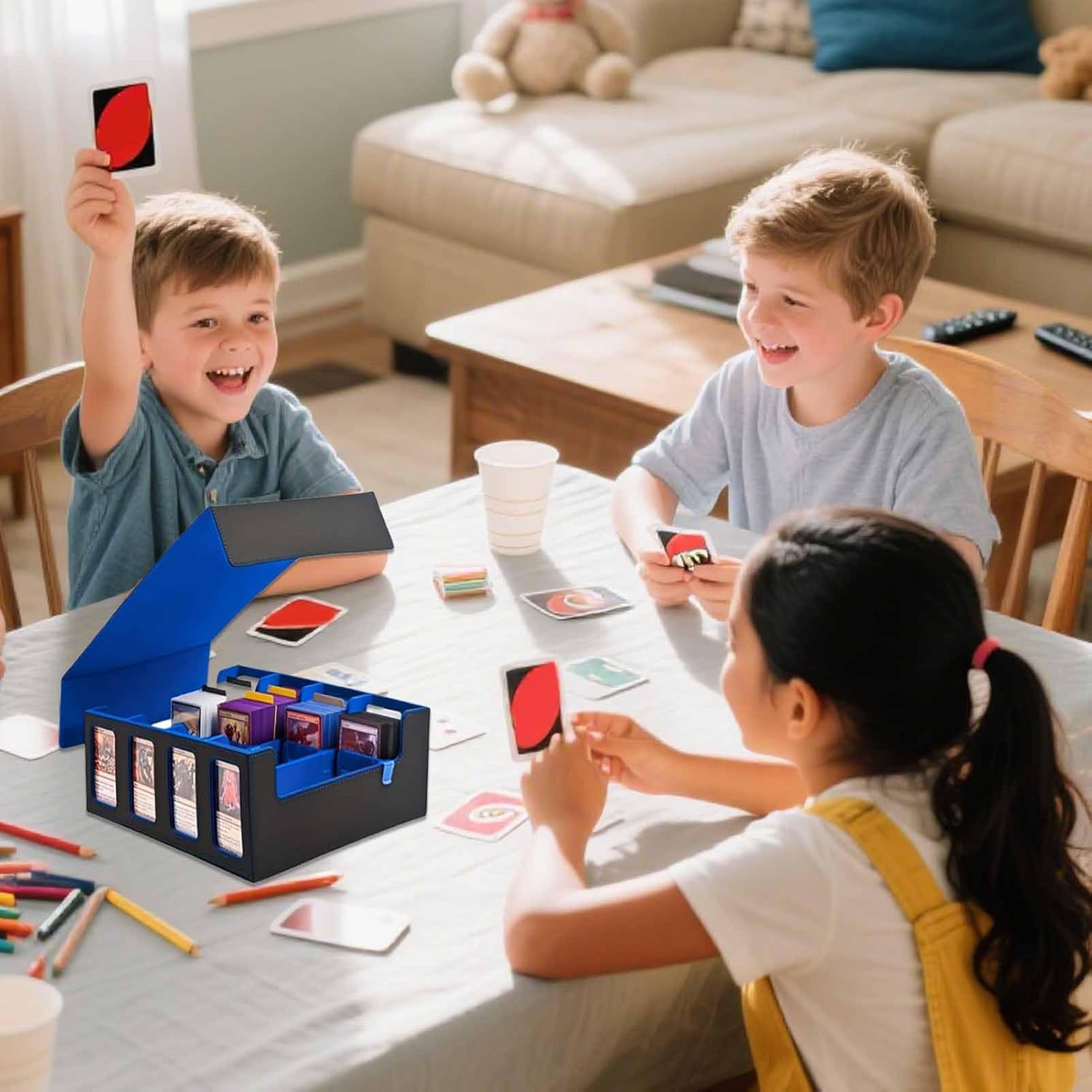 カードデッキケース | トレーディングカード収納ケース コレクター向け | 取り外し可能蓋付き 4列オーガナイザー スリーブ対応 仕