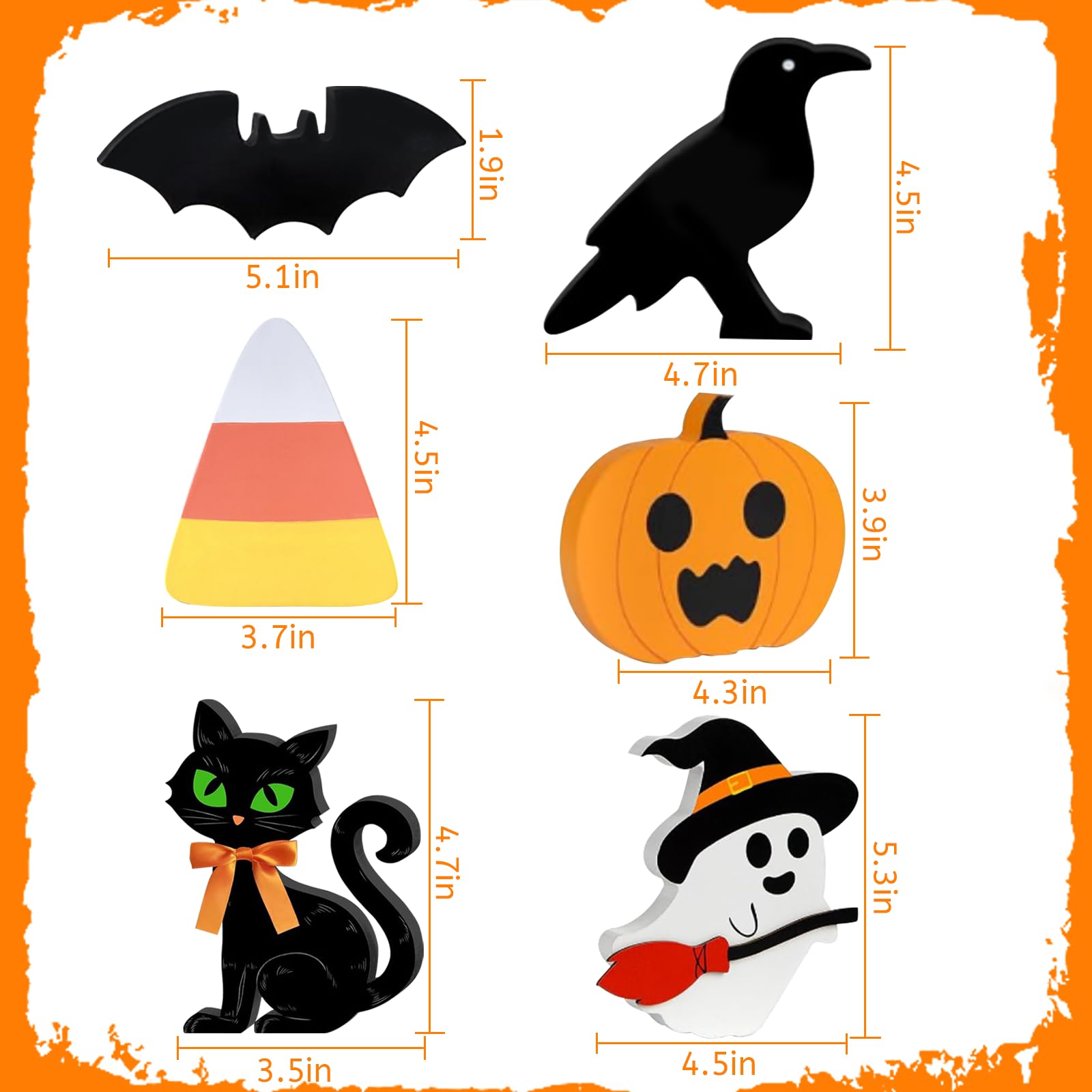 VGHTE Halloween Decorations Indoor Cute Ghost: 6pcs Wooden Decor Tray Tiered on Table - Home Kitchen Pumpkin Sign