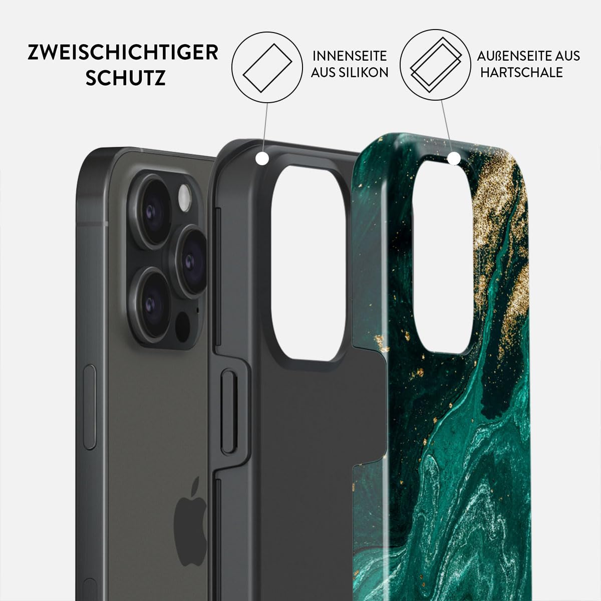 BURGA Handyhülle für iPhone 15 Pro Max – Unisex Hybrid-Schutzhülle mit stoßdämpfendem TPU & kratzfester Außenschale, erhöhter Displayrand, MagSafe-kompatibel, kabelloses Laden, stylisches Design