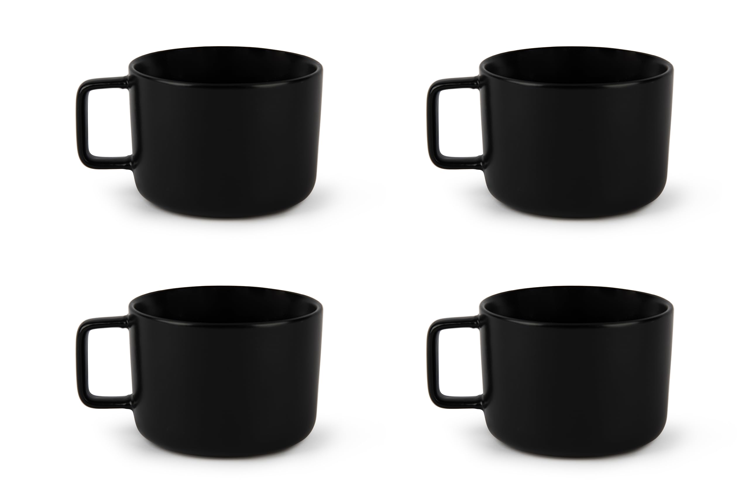 Excelsa Nordic Set of 4 Jumbo Black Stoneware Ceramic Mugs, Capacity 210 ml