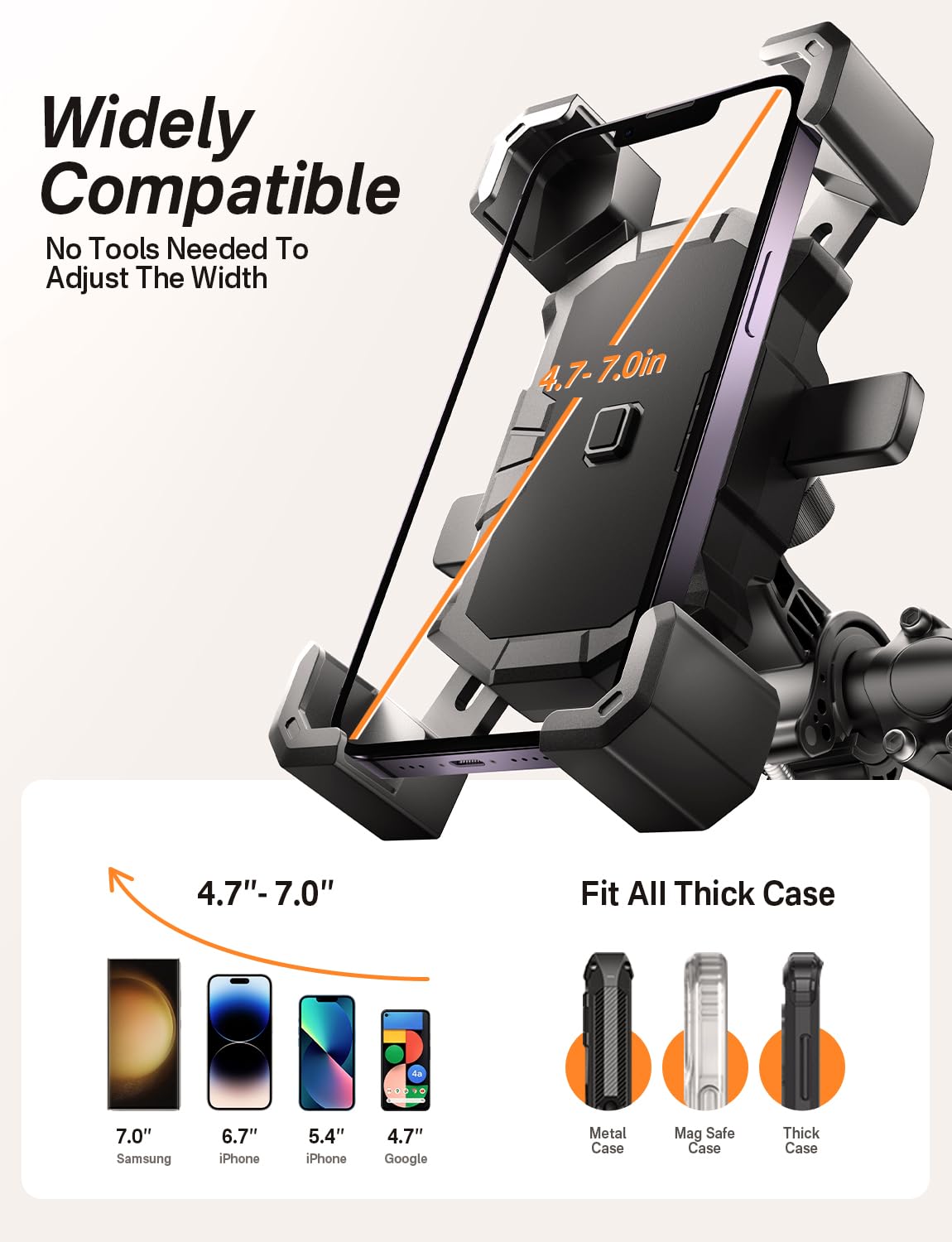 Delobon Bike Phone Holder Handlebar Motorcycle Phone Mount ATV Cell Phone Clamp Scooter Phone Clip for iPhone 15 — view 7