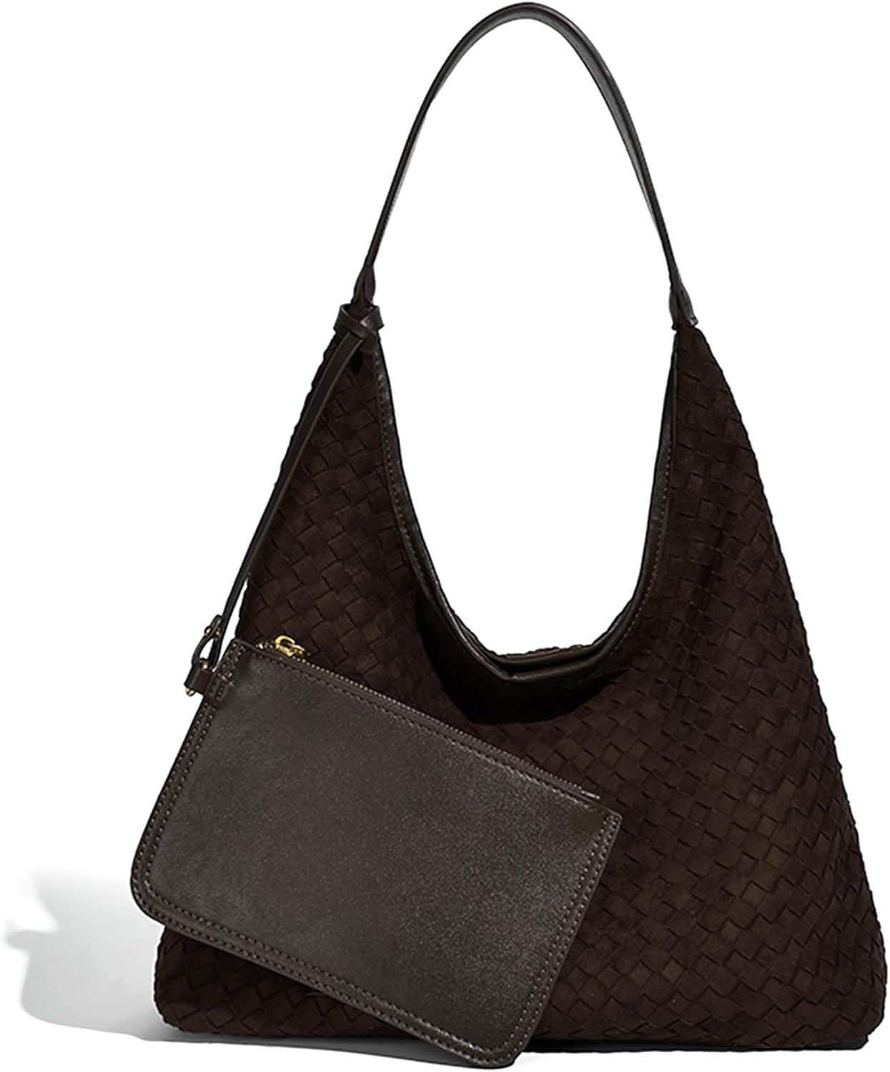 Women's Trendy Suede Woven ToteBag Braided Shoulder Bags For Women Hobo Purse Work Purses Suede Travel Handbag