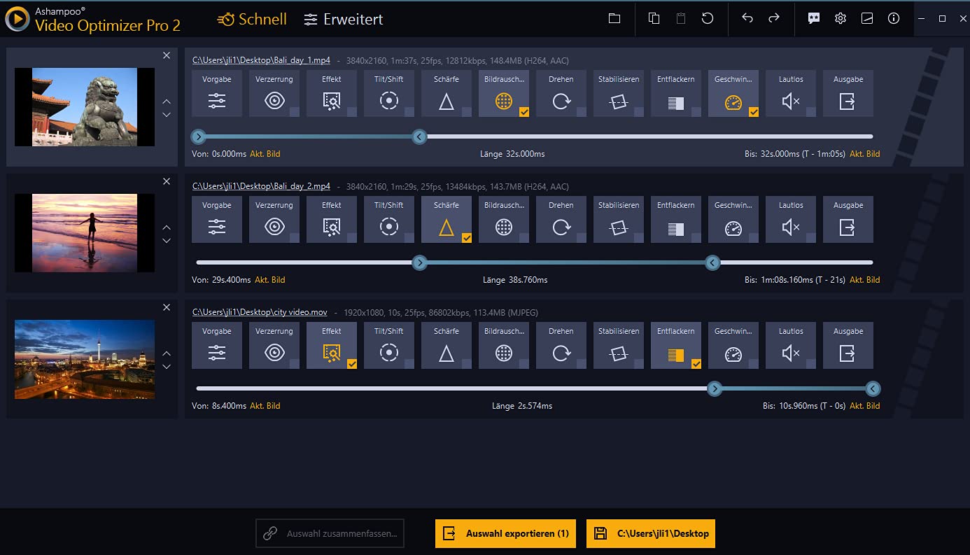 Video Optimizer PRO 2 - Videos Optimieren, Schneiden und stabilisieren für Windows 10, 8.1, 7