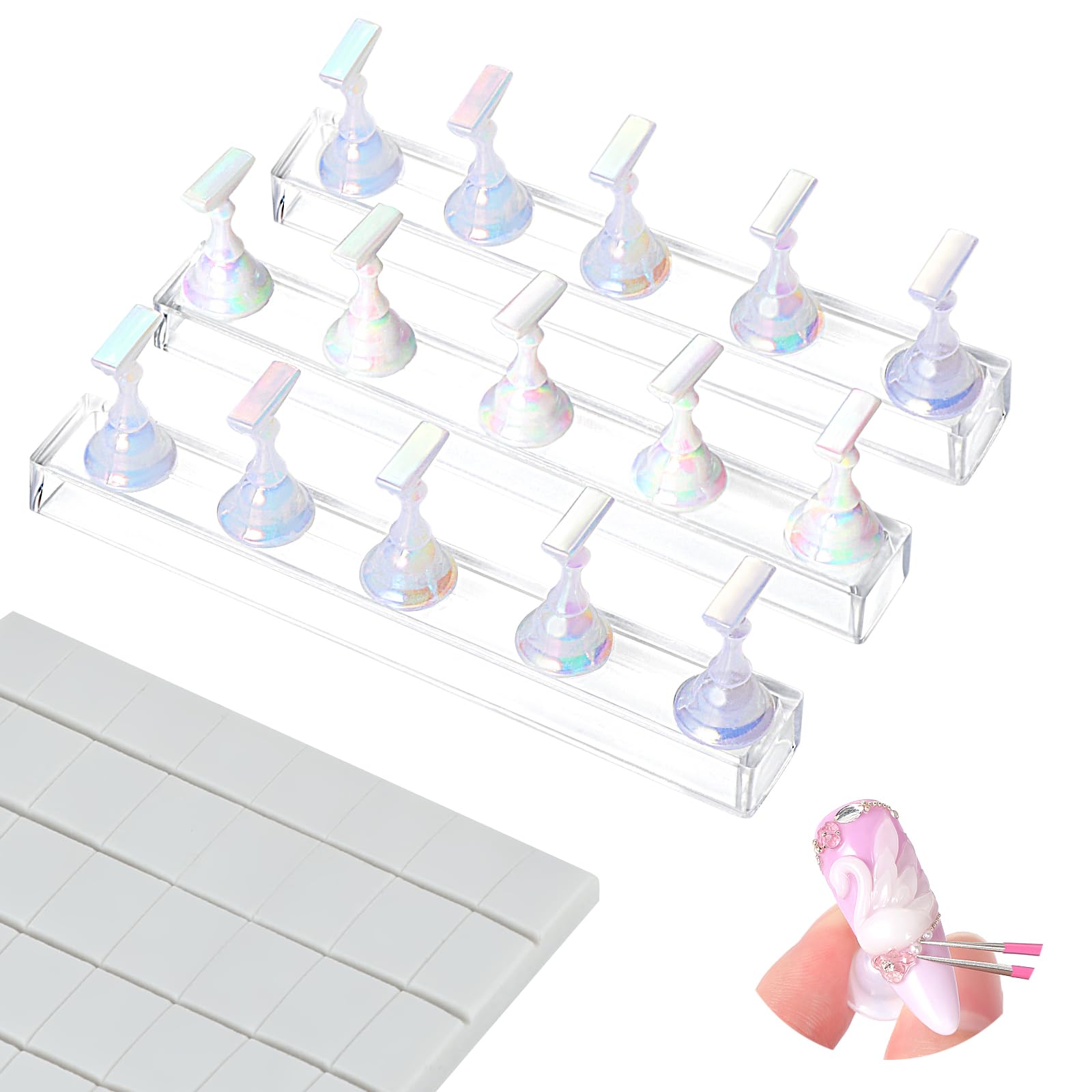 Saviland Essentials Nail Stand: Strong Magnetic Nail Holder for Painting Nails Aurora & Unicorn Design Nail Stand for Press Ons All Nail Tips Compatible for Beginner Home DIY Tool