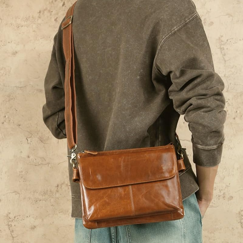 Retro Men's Bag Genuine Leather Single Shoulder for Casual Commuting Carrying Around
