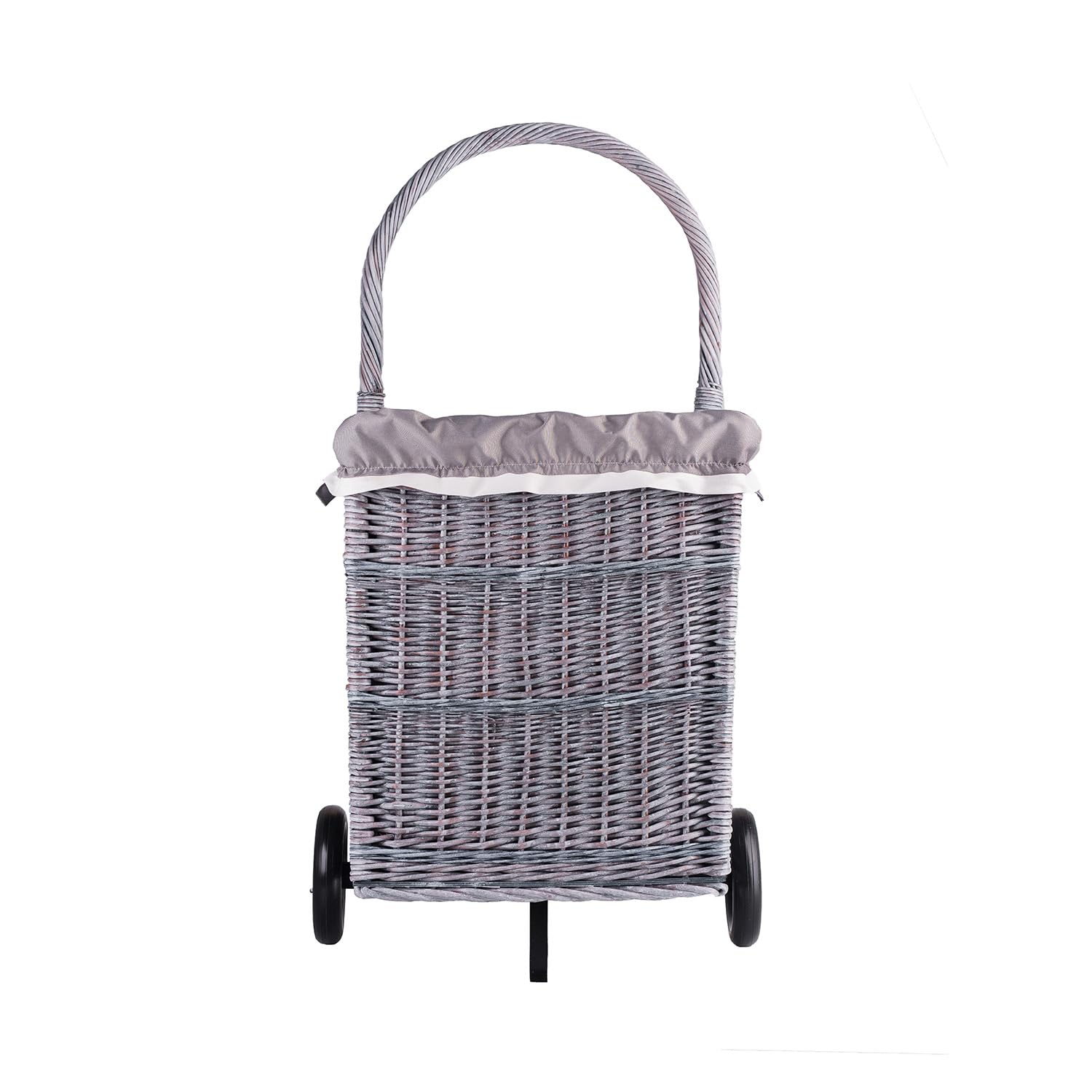 Panier à bûches sur roulettes - Chariot en osier - Panier des courses - Panier de rangement - Panier à provisions - Gris