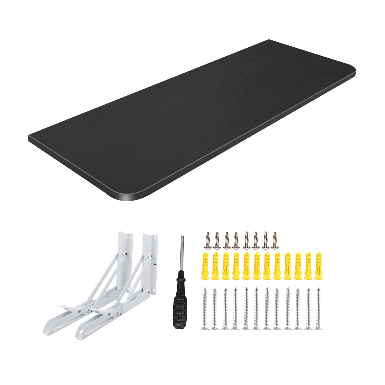 HUOLE Wandklapptisch Schreibtisch Tischplatte Klapptisch Esstisch Küchentisch für die Wand Bartisch Stehtisch Wandtisch Tisch klappbar zur Wandmontage-60 * 30 * 1,6 cm – schwarz