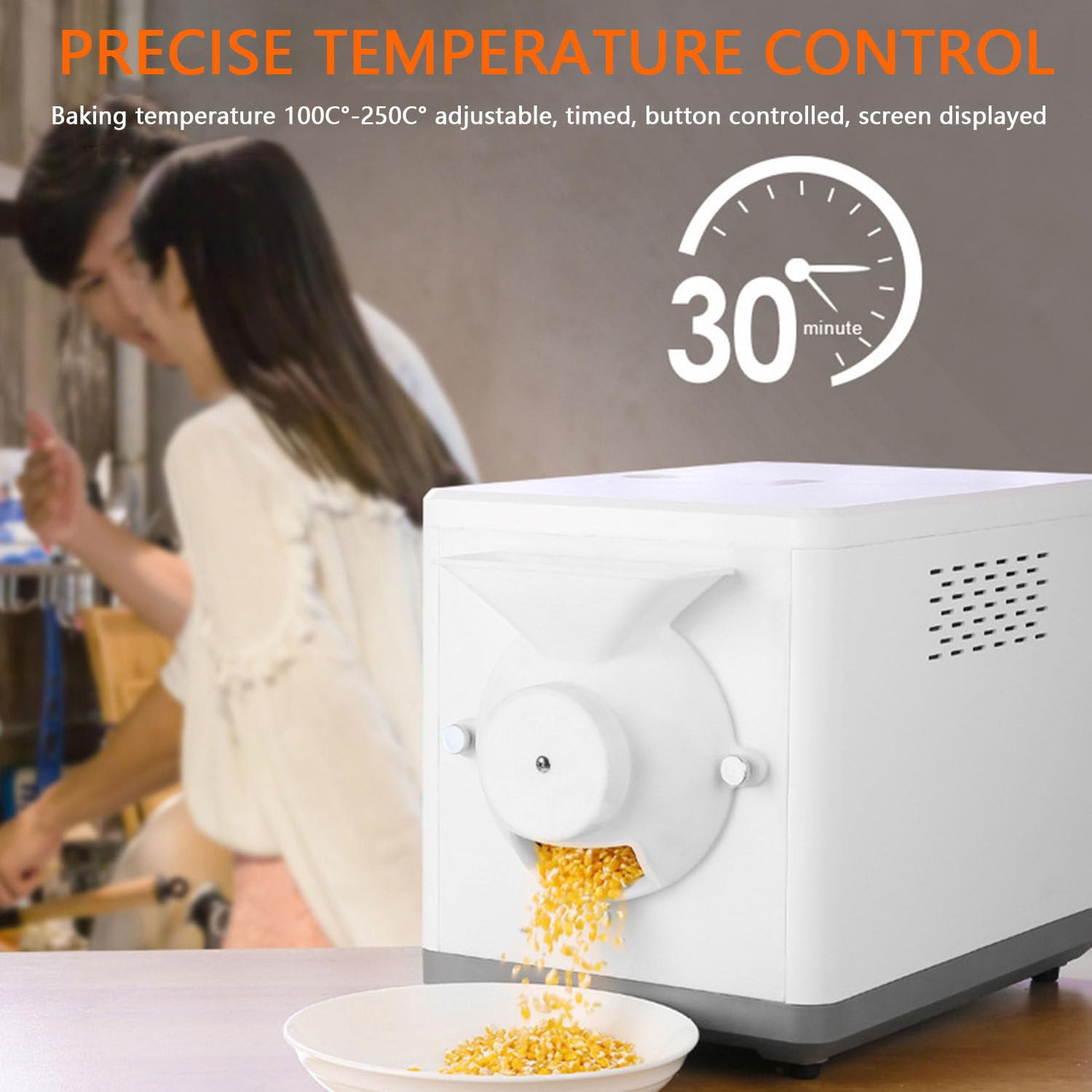 Elektryczny palacz do kawy o mocy 1600 W – pojemność 1500 g do palenia ziaren kawy w domu – regulowana temperatura (0–250°C) – idealny do orzechów, orzeszków ziemnych, nerkowców i kasztanów