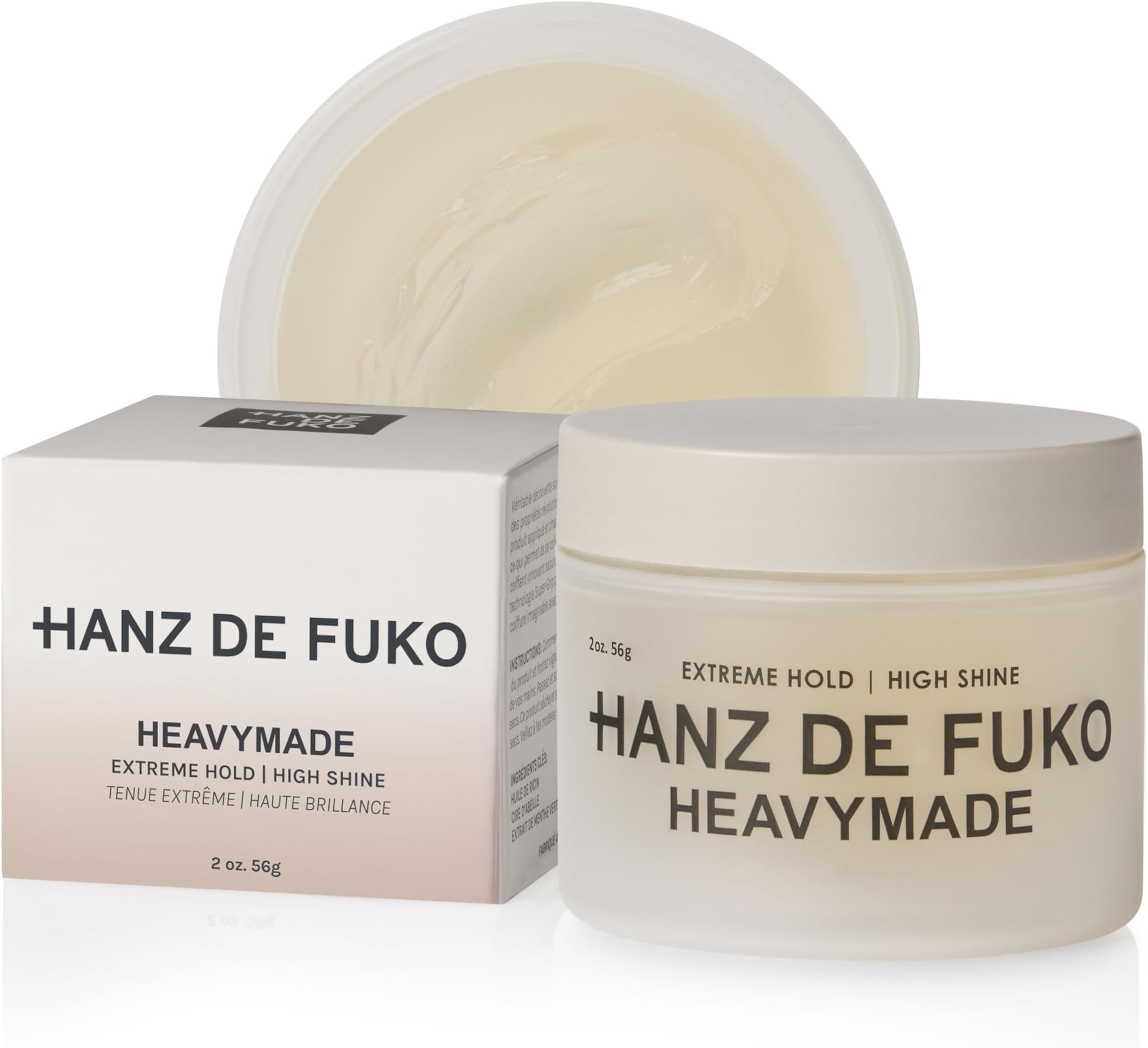 - Heavymade – Premium Men’s Hair Styling Pomade for an Extreme Hold, High Shine Finish – Water-Based, Humidity-Resistant Styler for Achieving Various Hairstyles – 2 oz, Travel Size