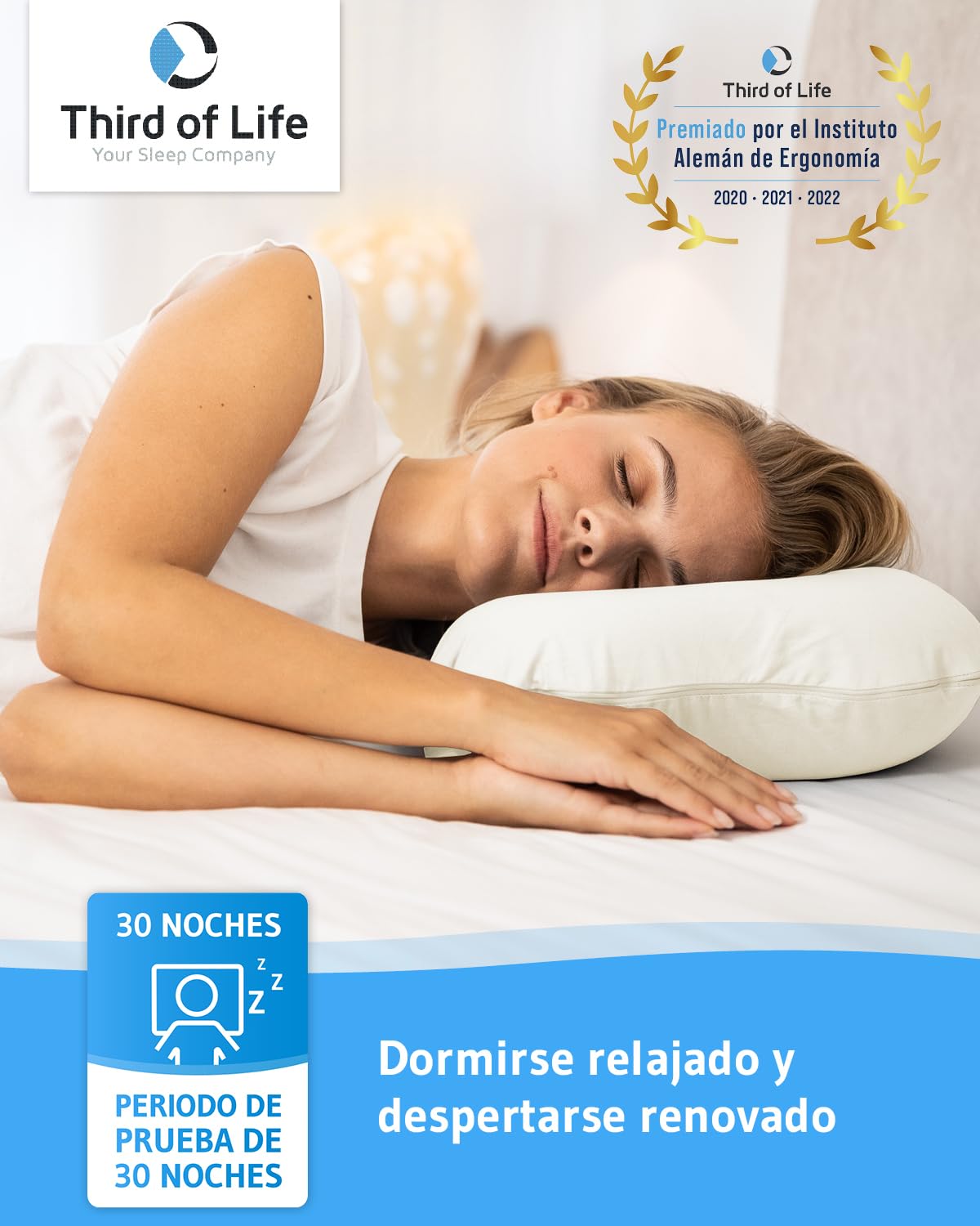 Funda de Almohada diseñada para la Almohada ACAMAR | 92% algodón 8% Elastano | Ajuste Cierre con Cremallera | Pack Doble, Marfil
