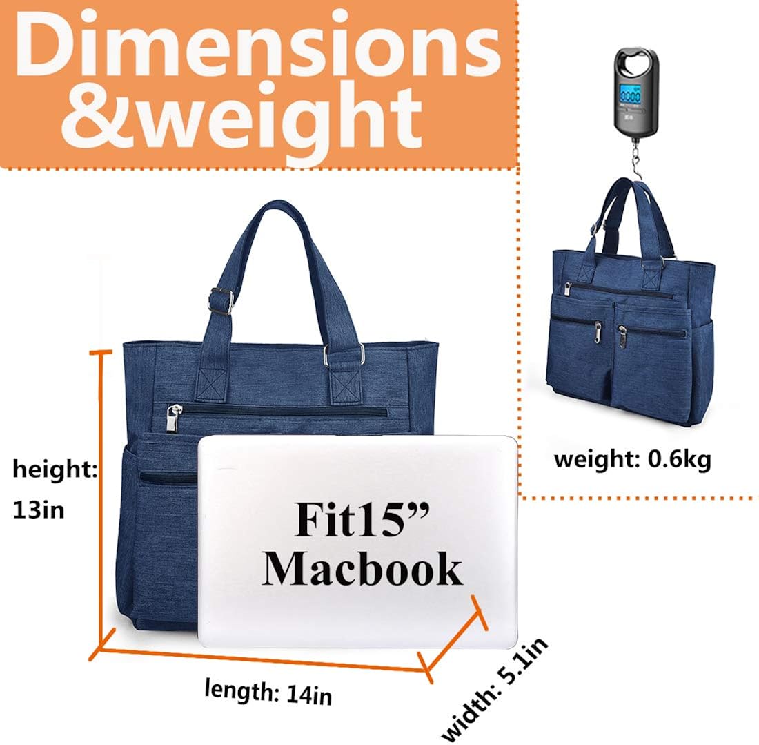 Miniatura 3 de Bolsa de lona impermeable de nailon con múltiples bolsillos para llevar al hombro bolsa de trabajo para computadora portátil bolso para profesores