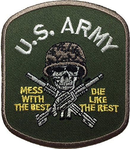 U.S. Army US Military Mess With The Best Die Like The Rest Applique Embroidered Sew Iron on Emblem Badge Costume Patch - Green By Ranger Return (1PCS) ( MESS-DIE-1PCS)