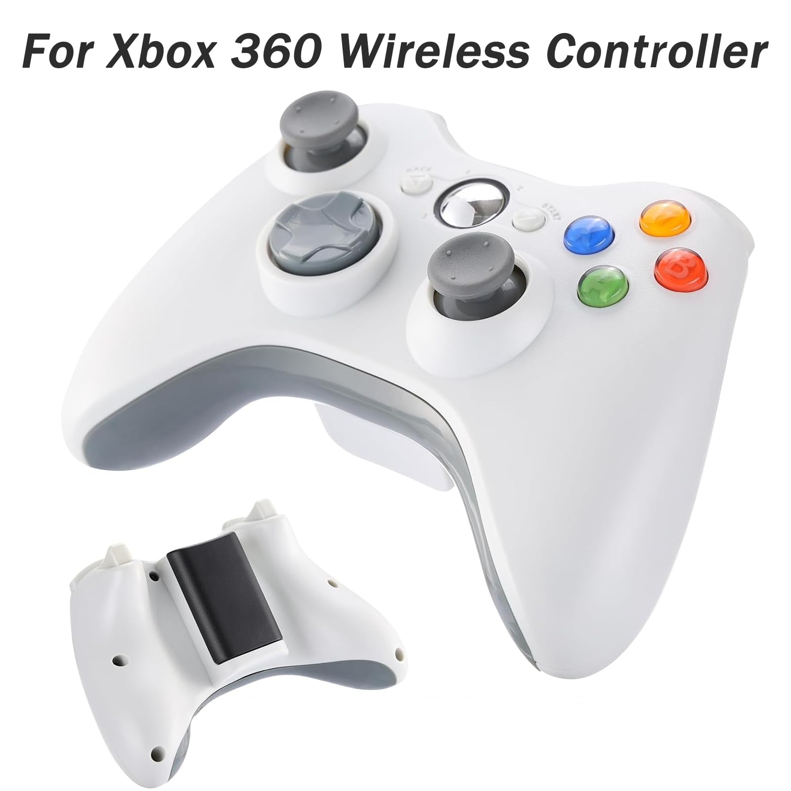 2 Pcs 360 Controller Battery Pack Cover Replacement for Microsoft Xbox 360 Wireless Controller for Xbox 360 Battery Pack Cover (White, Black) - 3