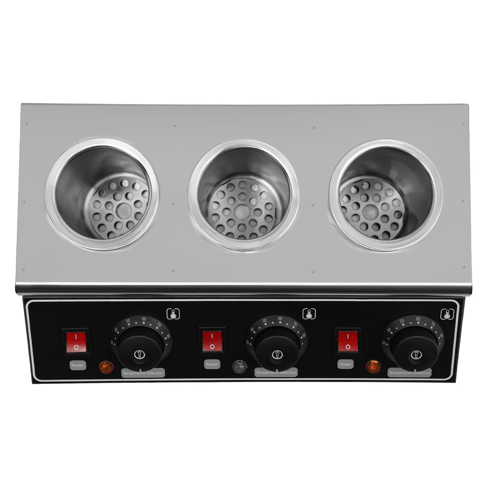 240w Chauffe-sauce électrique alimentaire 3 casseroles thermostat de sauce chaude humide en acier inoxydable 30℃ - 85℃ distributeur fonte fromage au chocolat machine conservation chaleur confiture