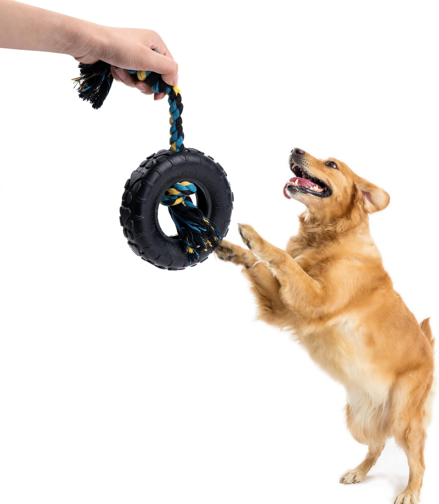 Pet Supplies Wagably Tire Dog Toy with CottonPoly Rope Rubber Toy