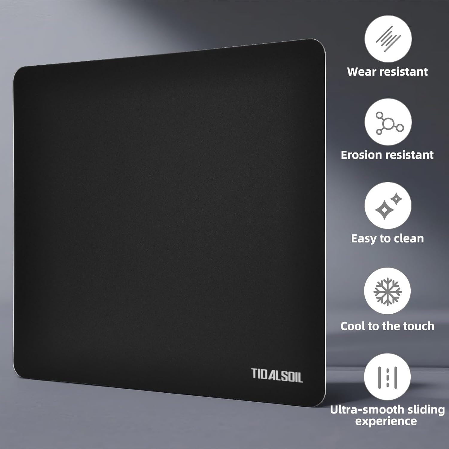 Glass Mousepad, Large Tempered Glass Gaming Mouse Pad with Non-Slip Base, Smooth Micro-Etched Surface for FPS & MOBA, Top Precision Speed and Control for Professional Gamers, 17.7" x 15.7"