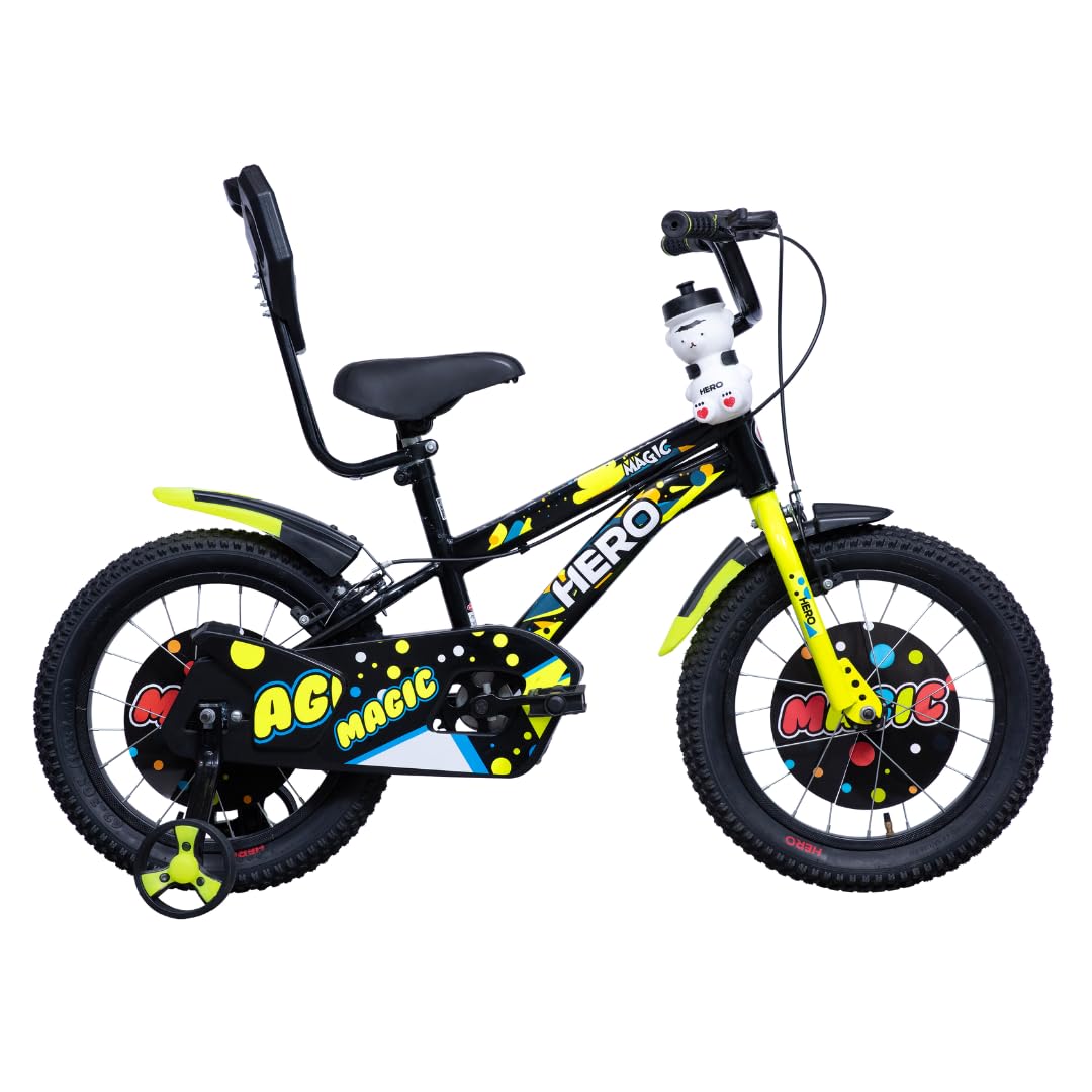 Hero Magic 16T Bicycle for Kids with Bottle & Cage | Caliper Brake | Rigid Suspension | Ideal for Kids | Black-Green | 95% Assembled Cycle(Ready to Ride in 5 Mins) Hero Magic 16T Bicycle for Kids with Bottle & Cage | Caliper Brake | Rigid Suspension | Ideal for Kids | Black-Green | 95% Assembled Cycle(Ready to Ride in 5 Mins)