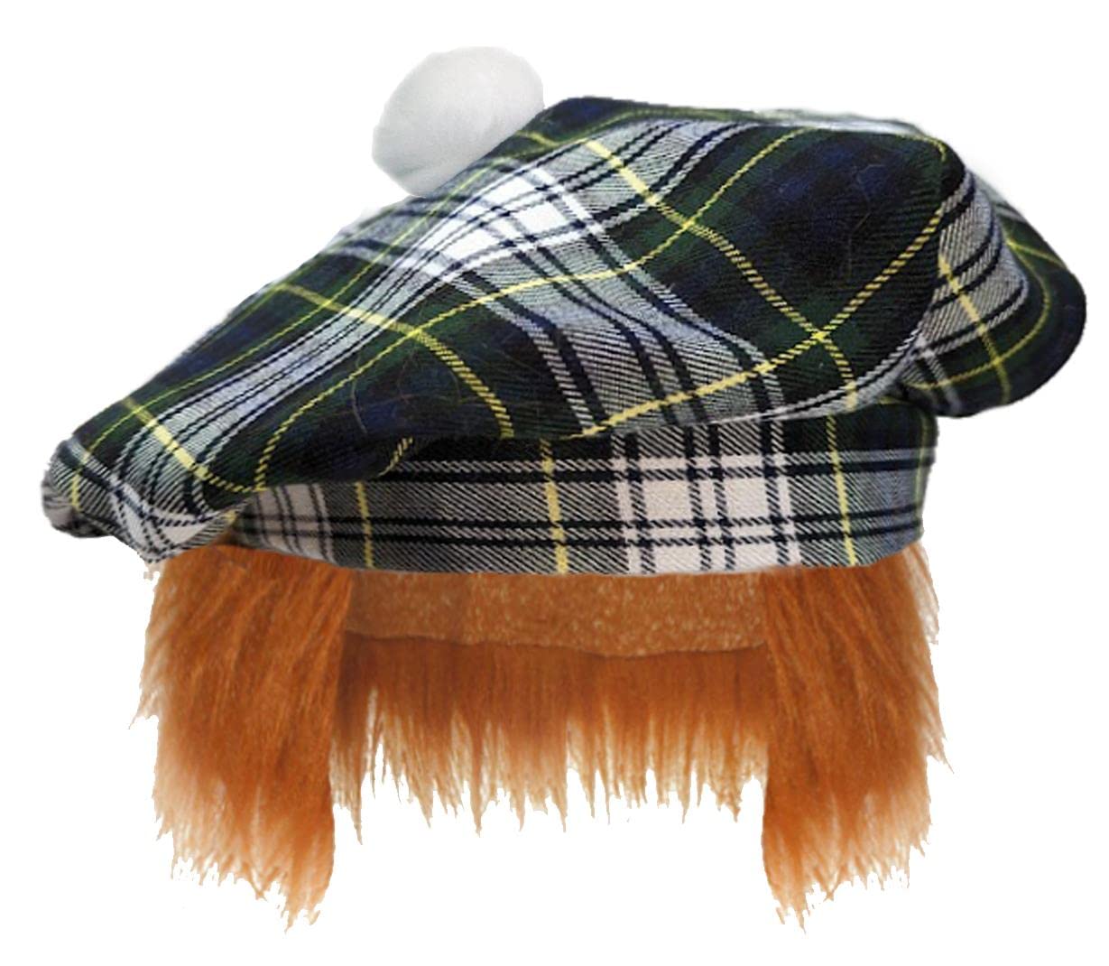 The Dragons Den Adults Tartan Tam O'Shanter Hat With Ginger Hair Scotland Burns Night Hat Fancy Dress [Glen Fern]