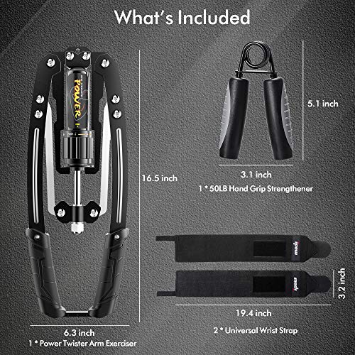 IPOW 22-440lbs Adjustable Resistance Hydraulic Power Twister Arm Exerciser Chest Expander Portable Gym Fitness Equipment… - Image 7