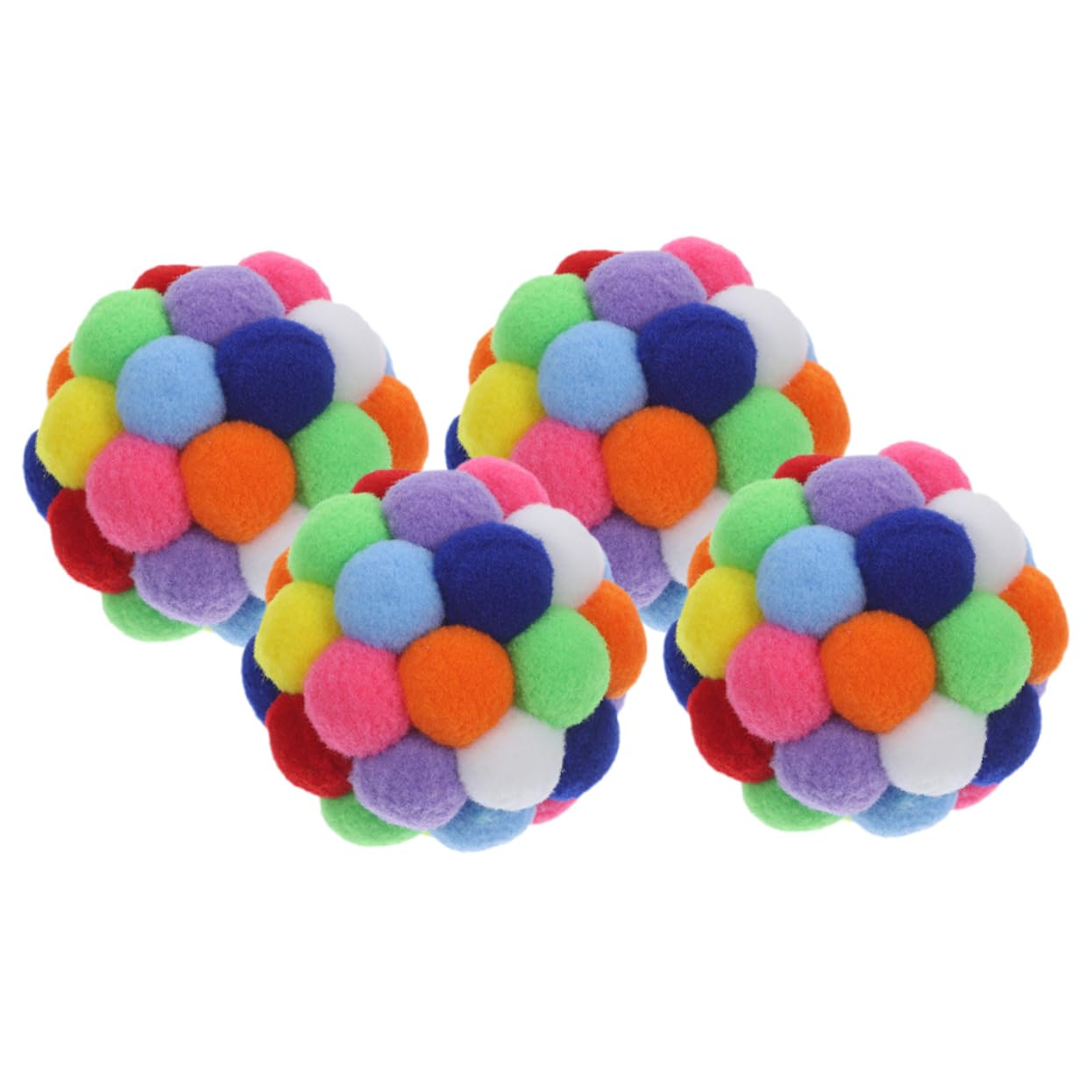 BESPORTBLE Lot de 4 Boules Jouets pour Chats D'intérieur en Peluche avec Clochettes, Accessoires Interactifs pour Chaton, Stimule et Divertit Votre Animal