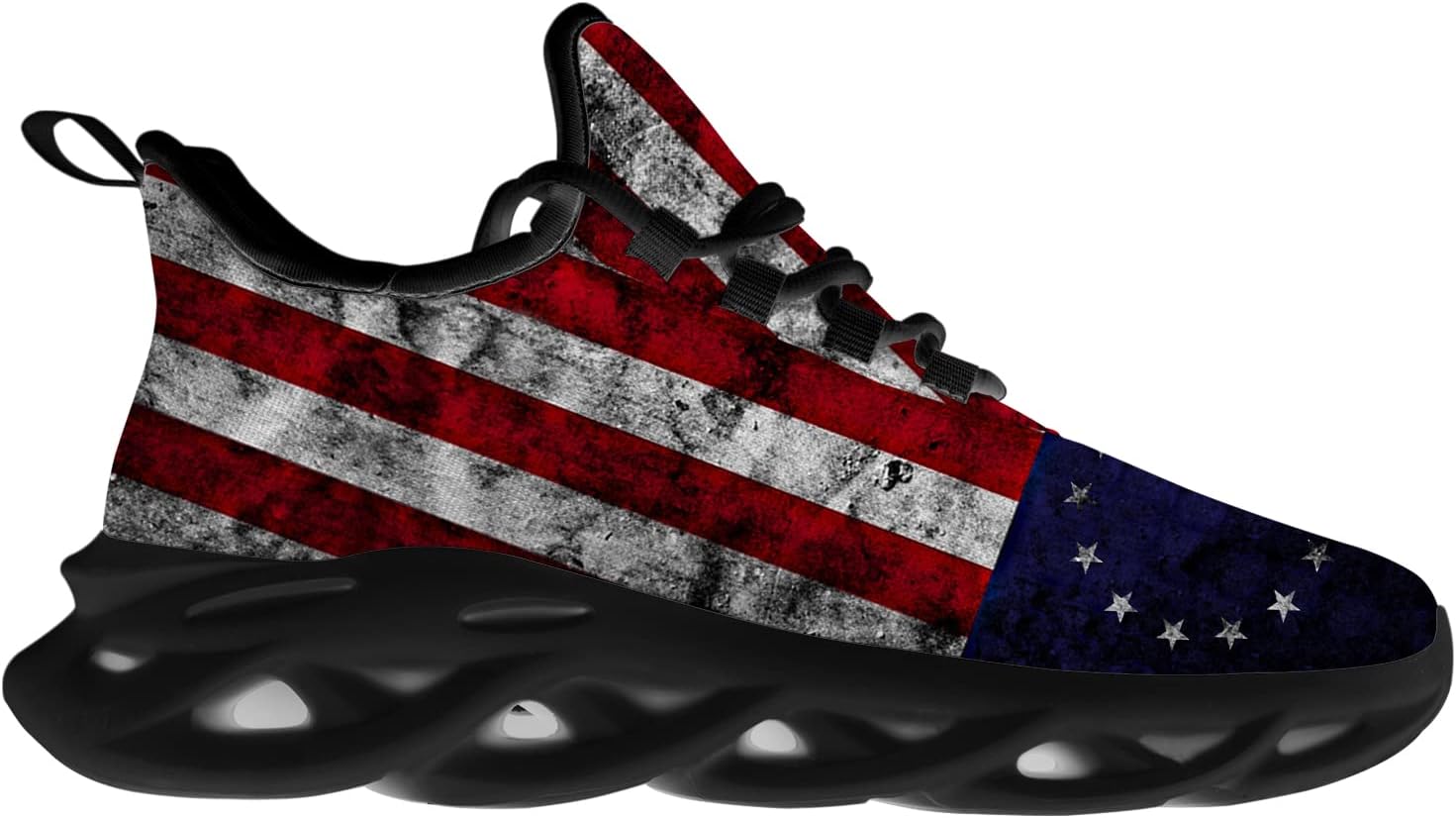 Ciadoon American Flag Shoes for Women Men Road Running Athletic Walking Tennis Sneakers 4th of July Shoes Gifts
