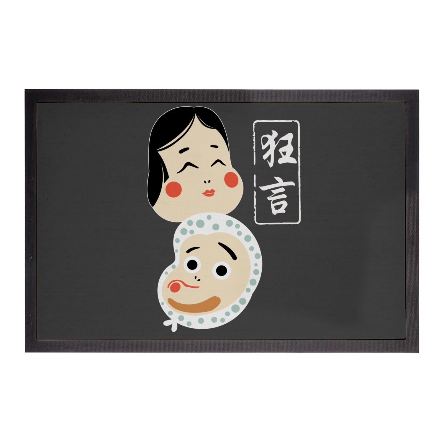Paillasson Noir Kyogen Théatre Japon Asie Culture - Tapis d'Entrée Exotique 75x50cm