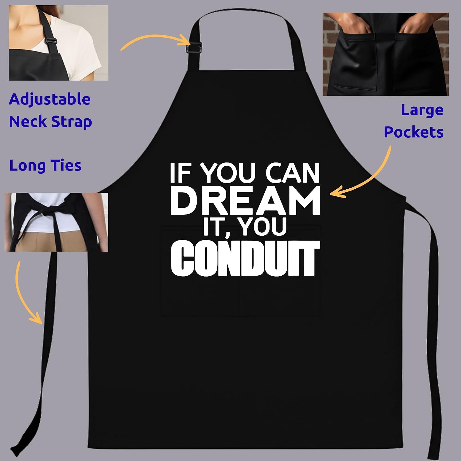 Electrician Apron If You Can Dream It I Can Wire It, Wiring Expert Gift, Apron With Pockets image 3