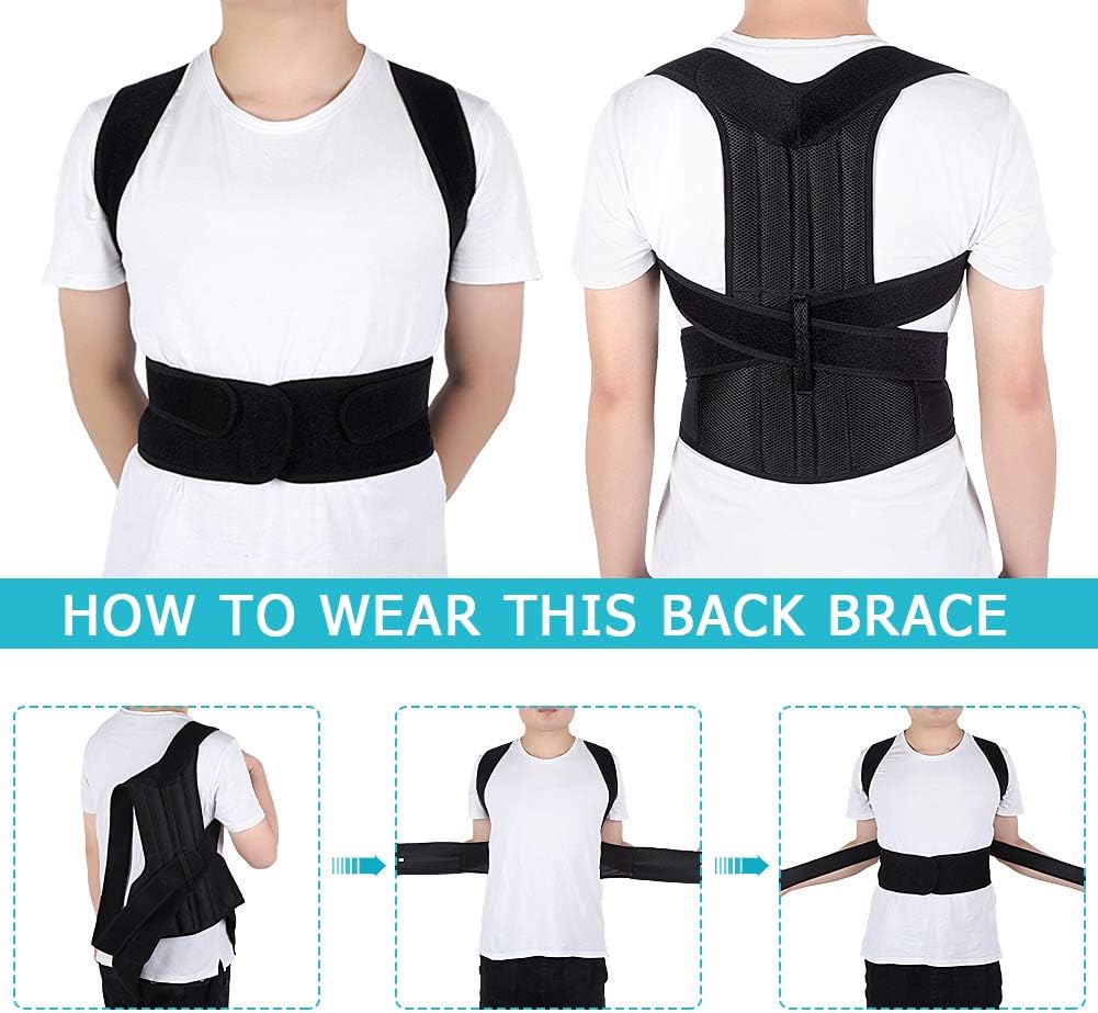 Yosoo Health Gear Adjustable Back Brace Posture Corrector Back Shoulder Lumbar Waist Straightener Support Belt for Men and Women, Improve Posture, Prevent Slouching, Pain Relief (XXL 42"-50")