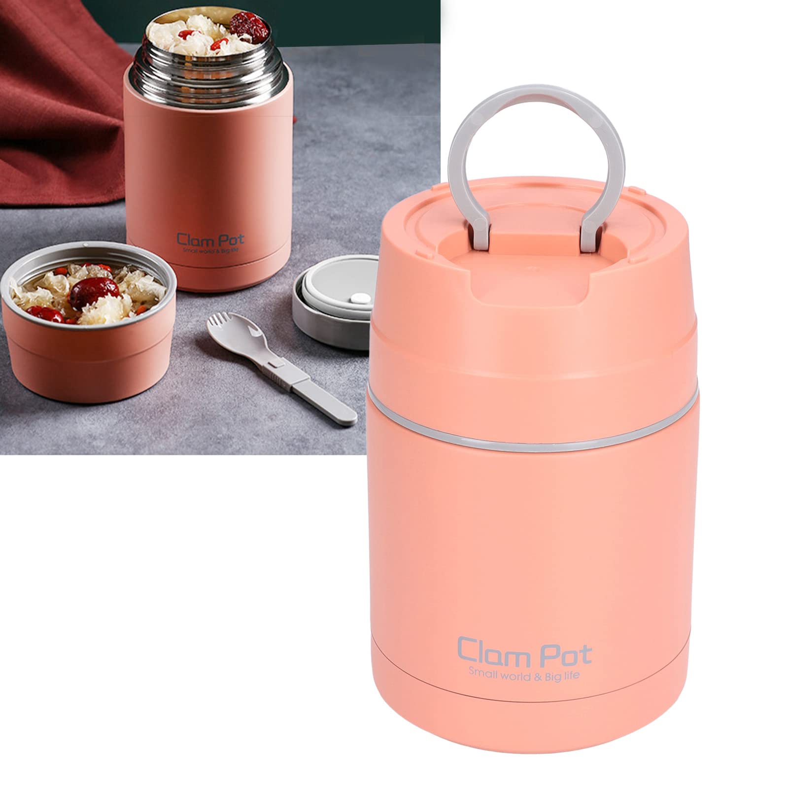 Thermos per Alimenti Caldi,Thermos in Acciaio Inox, 800 ml/27 oz Contenitore isotermico per Alimenti e Gelati, Maniglia di Trasporto Semplice, per Viaggi in Ufficio